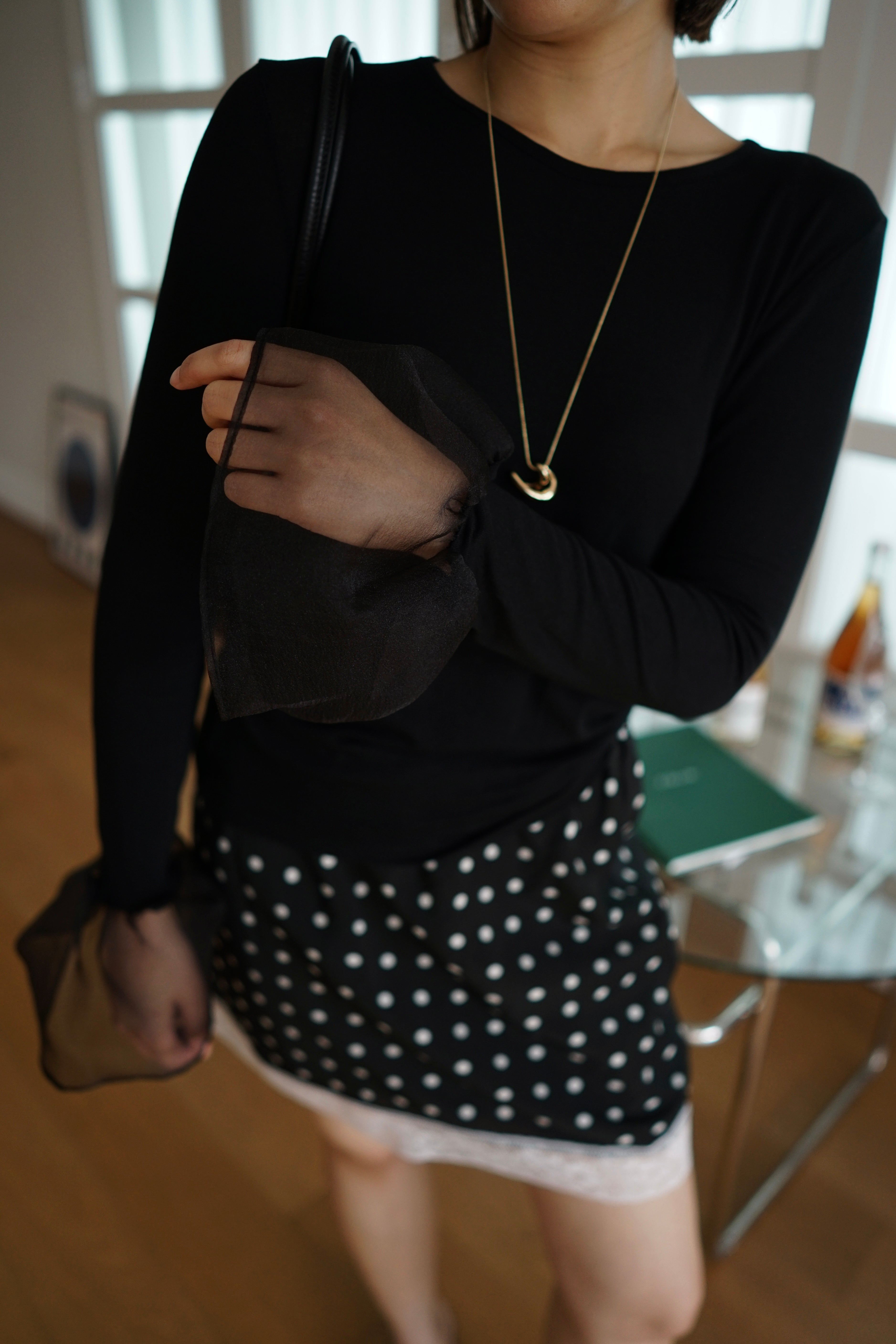 Hanni sheer bell sleeve slim tee