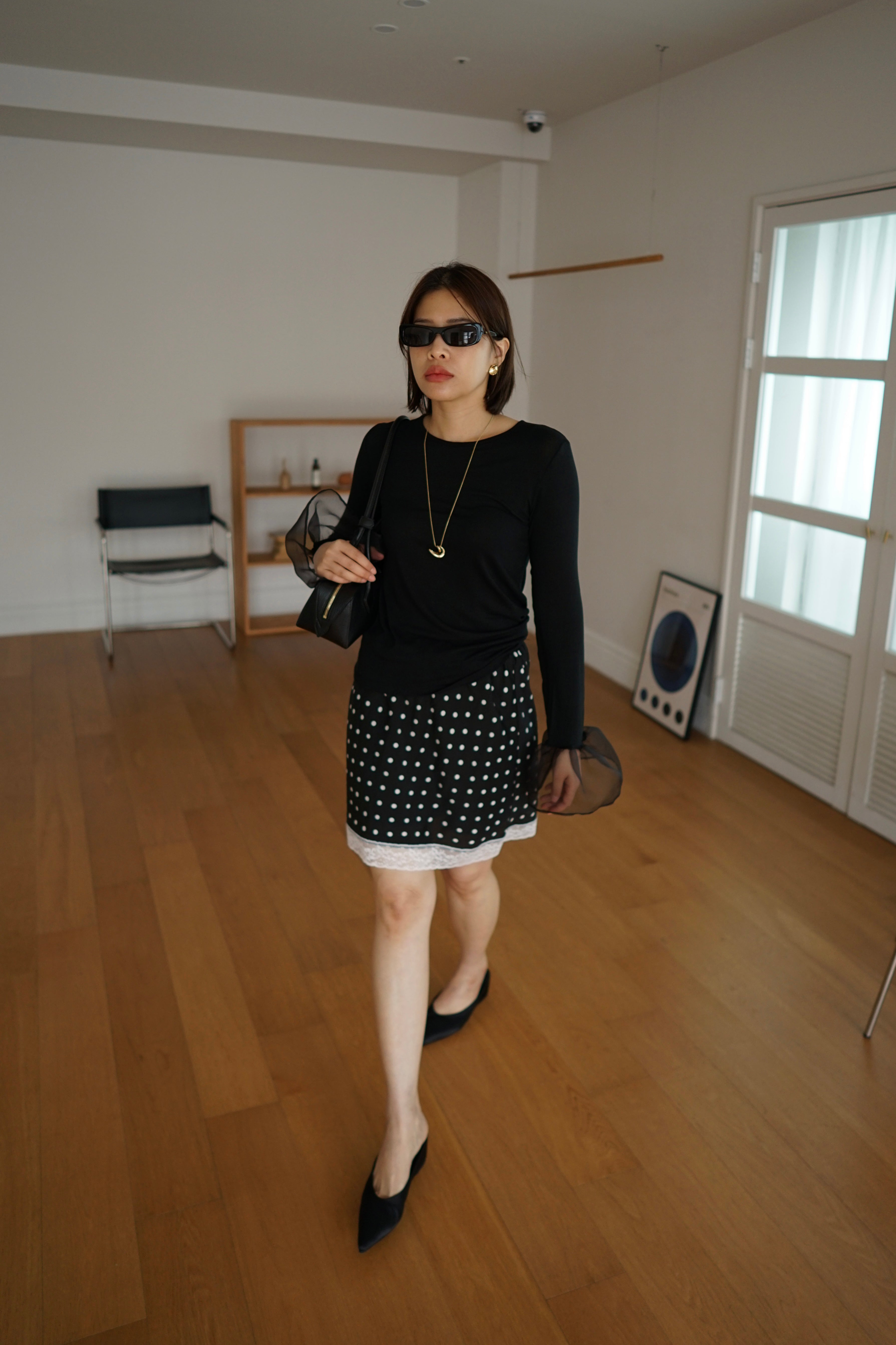 Hanni sheer bell sleeve slim tee