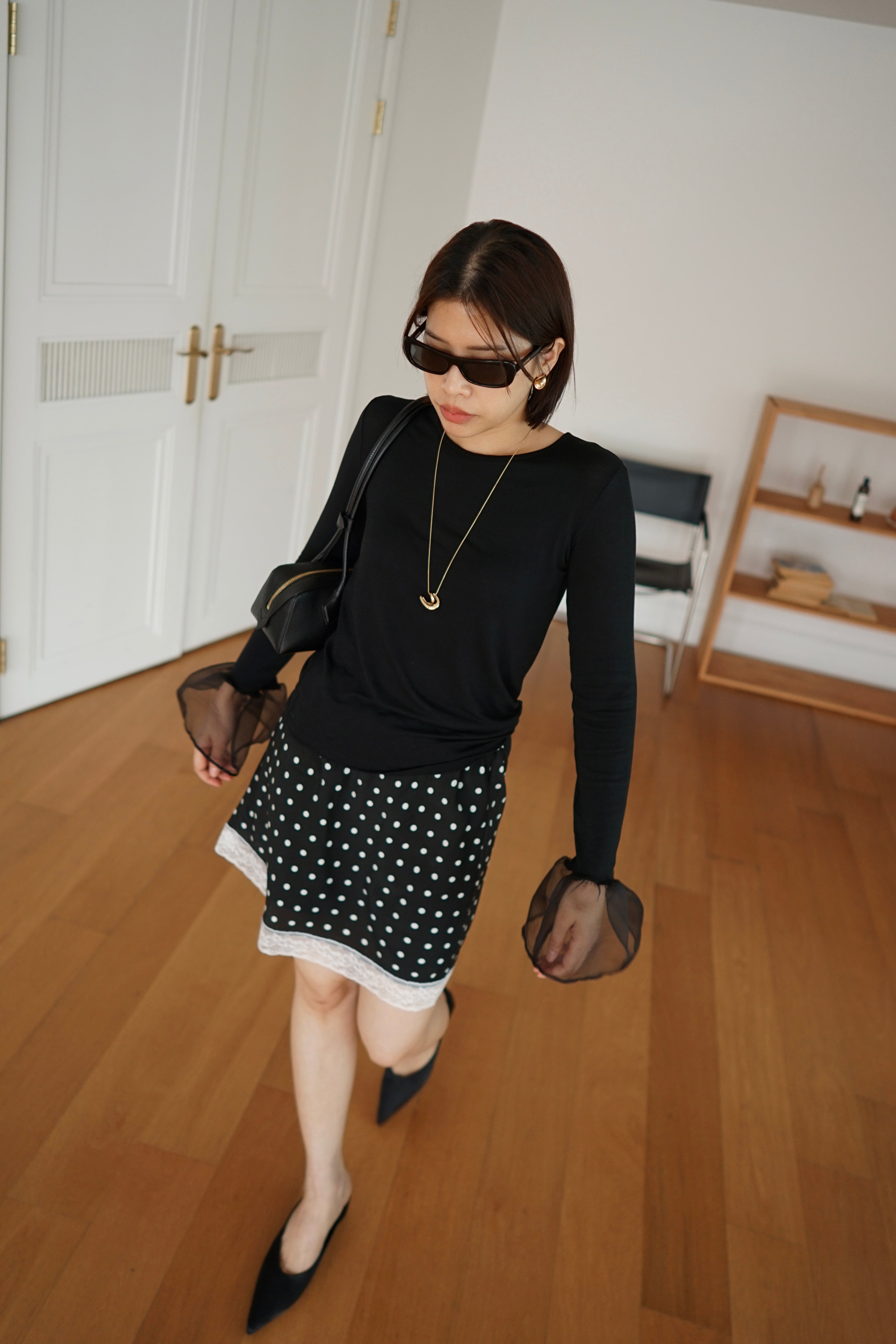 Hanni sheer bell sleeve slim tee