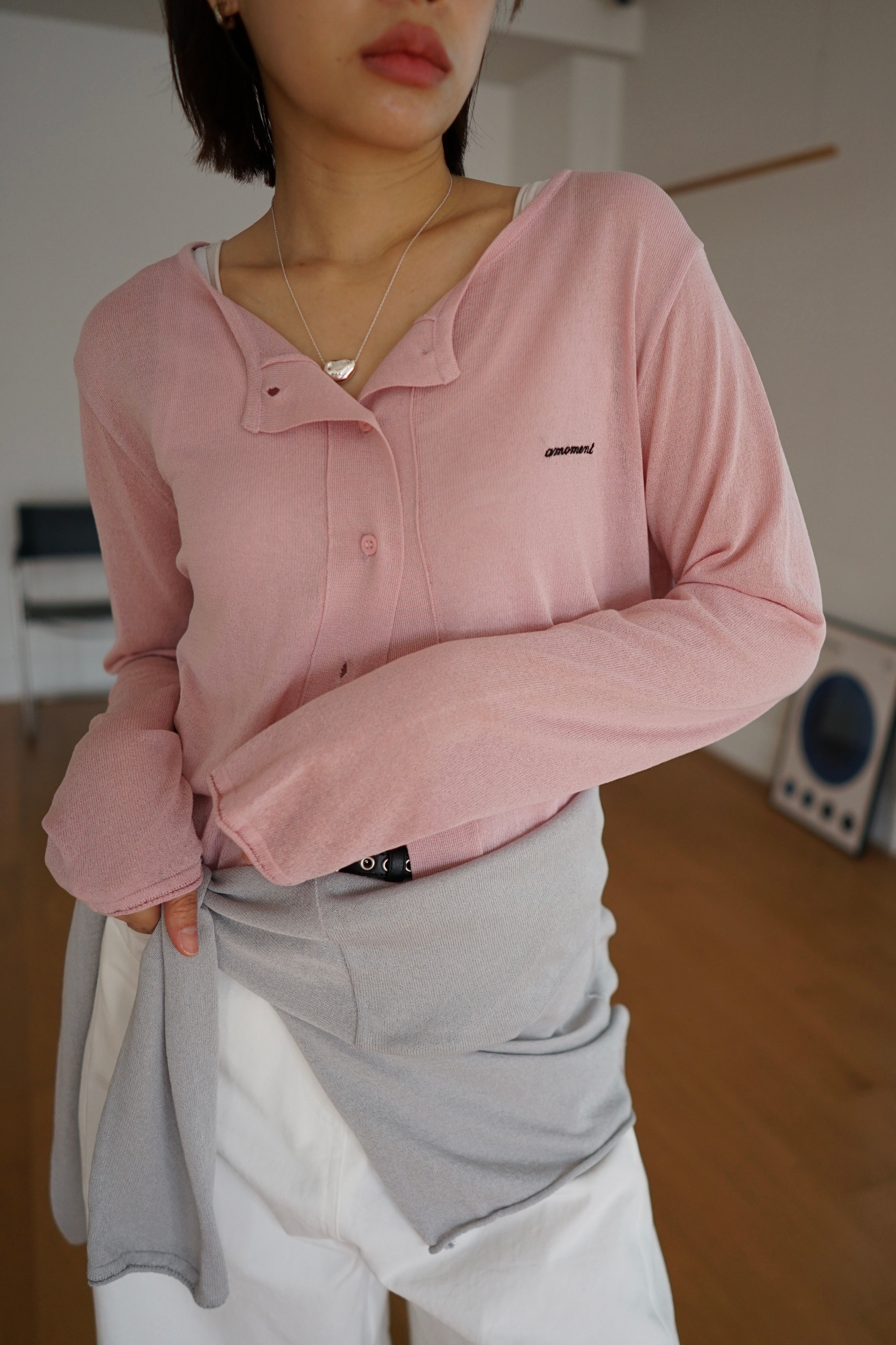 lightweight round neck cardigan