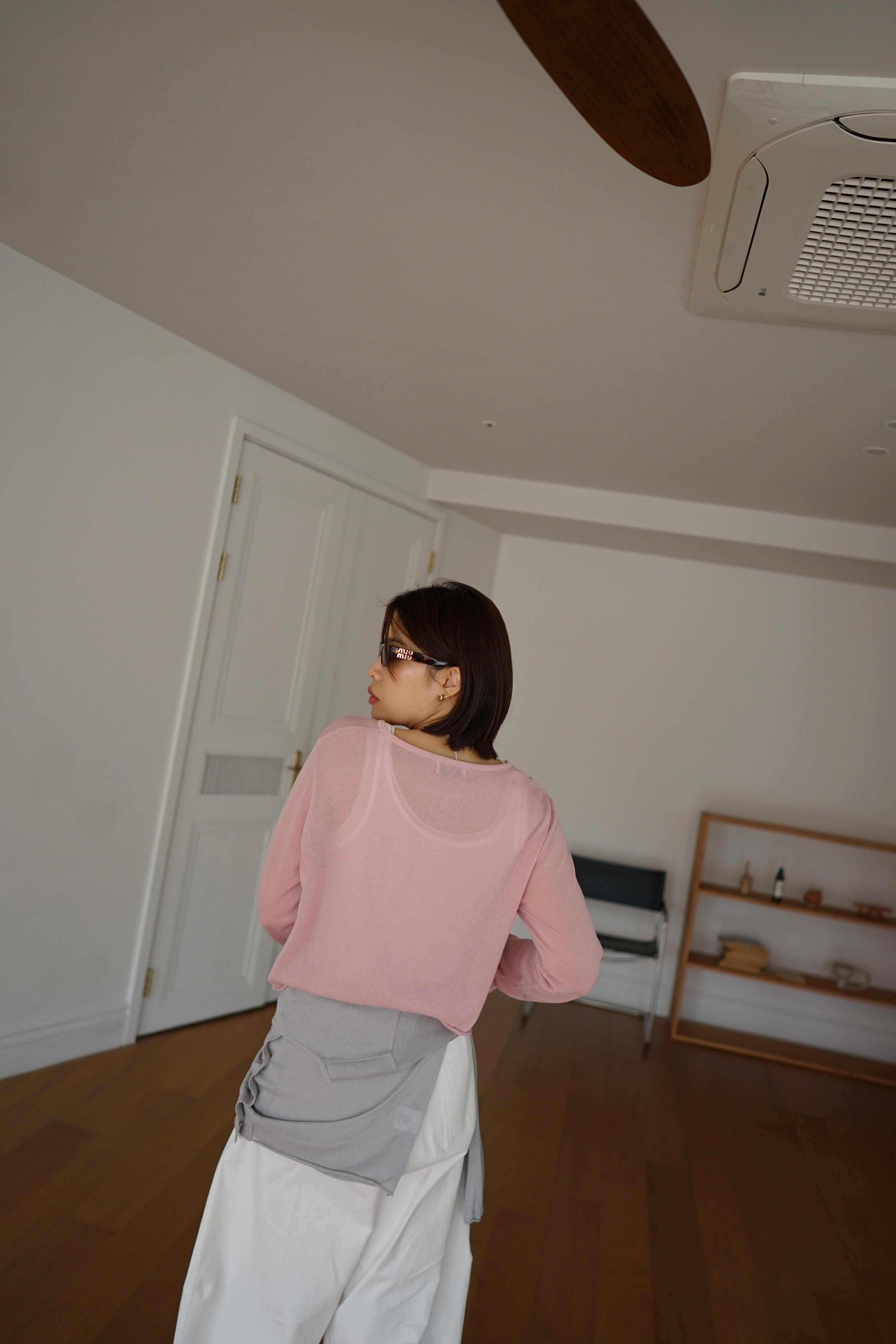 lightweight round neck cardigan