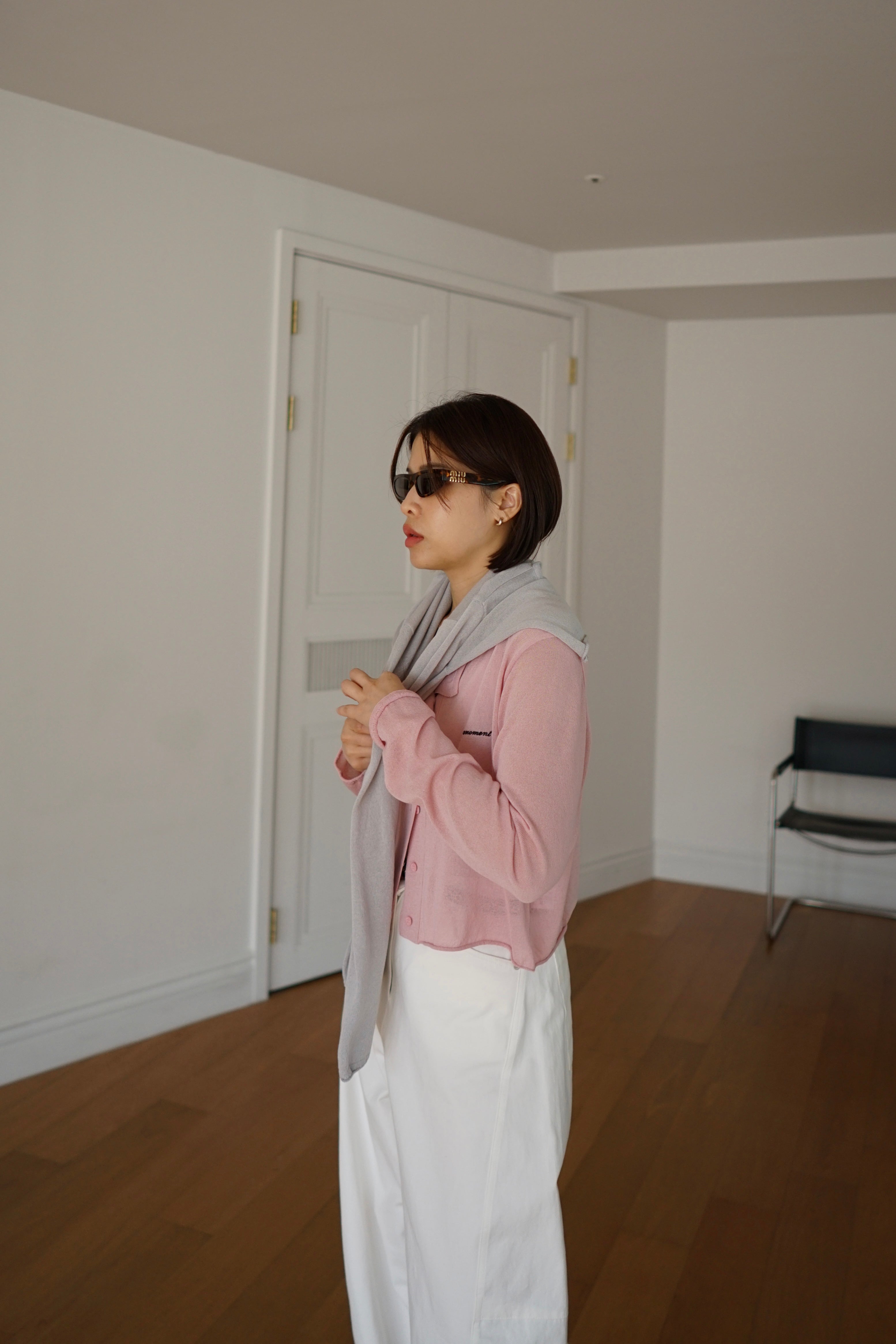lightweight round neck cardigan