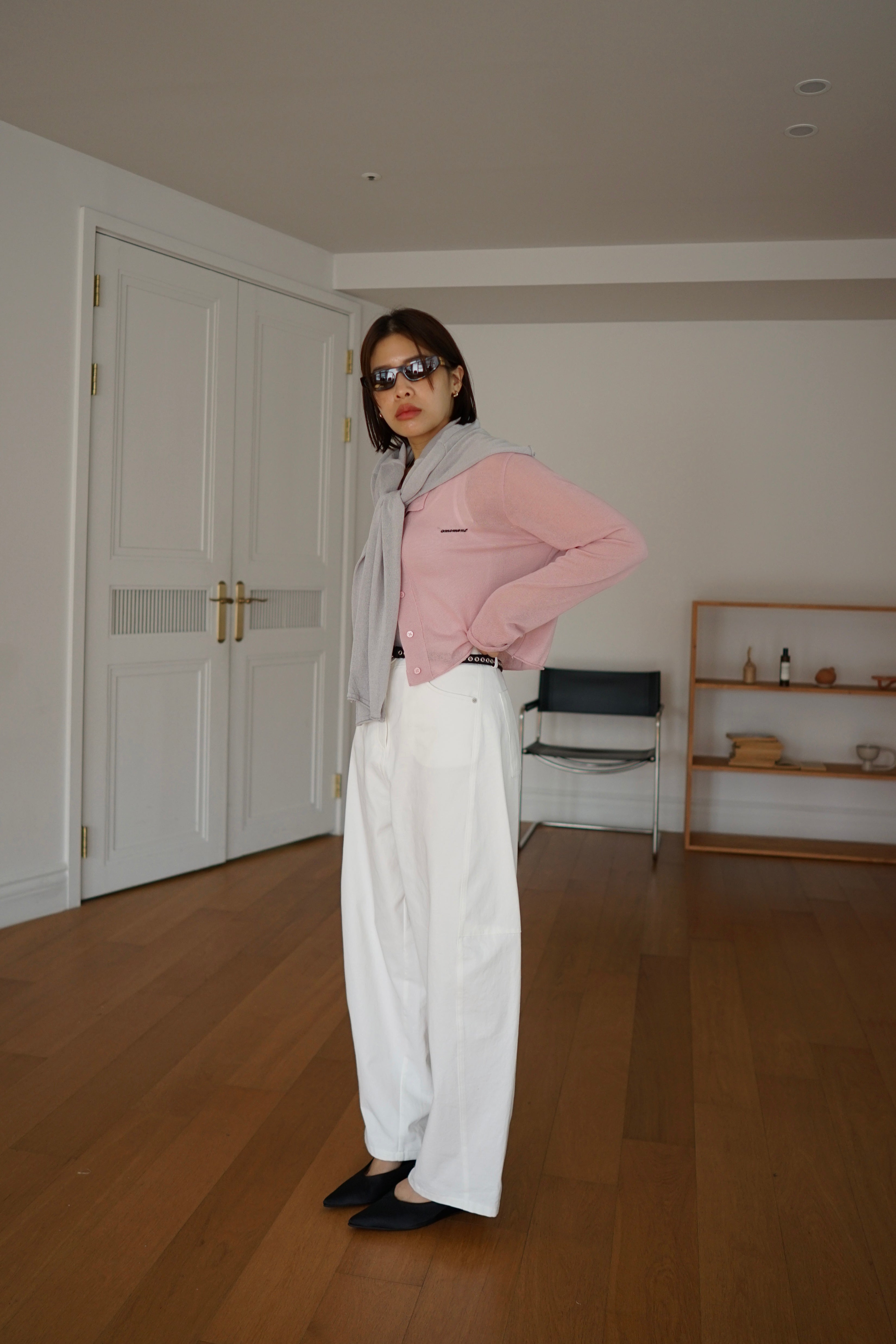 lightweight round neck cardigan