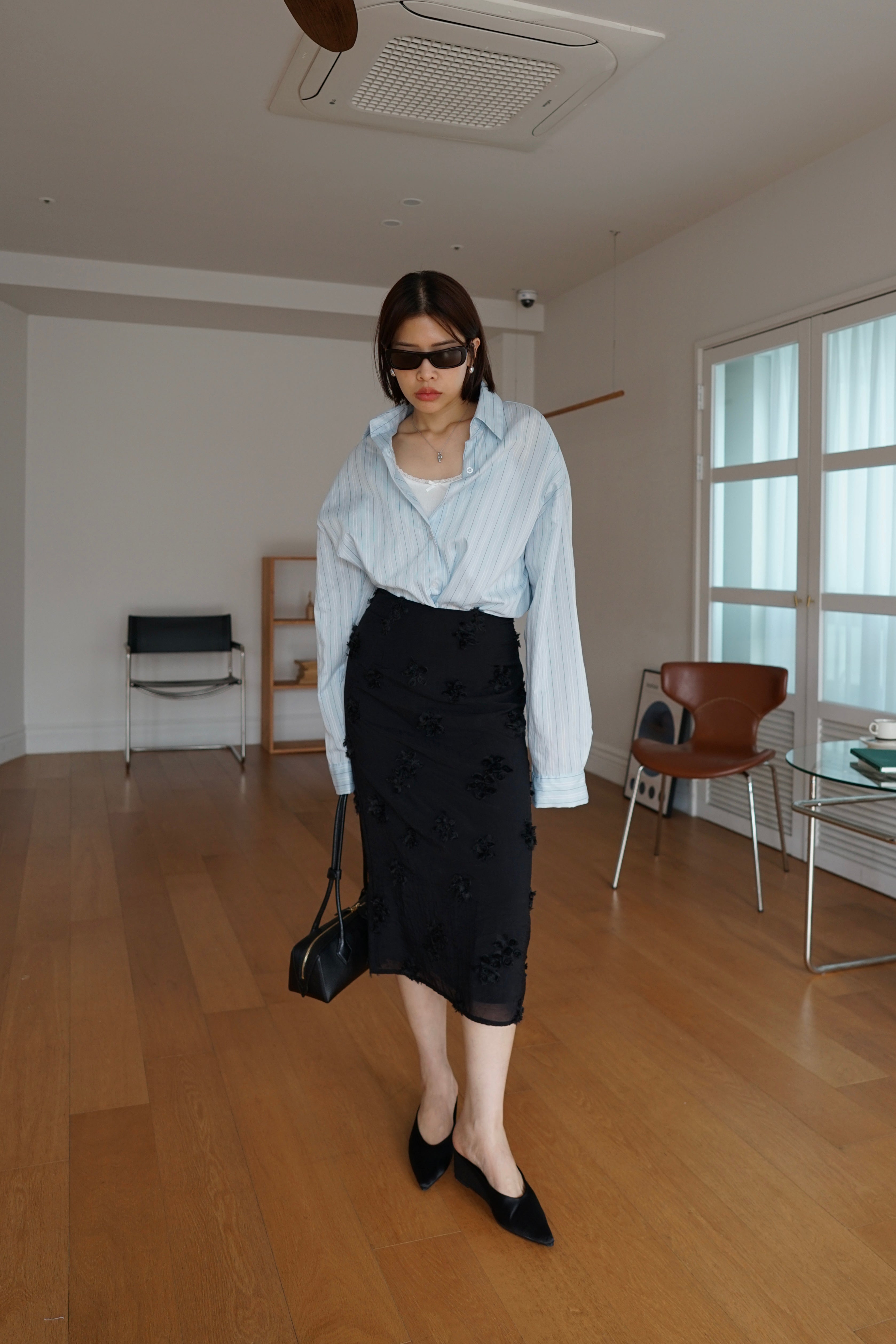bloom textured long skirt