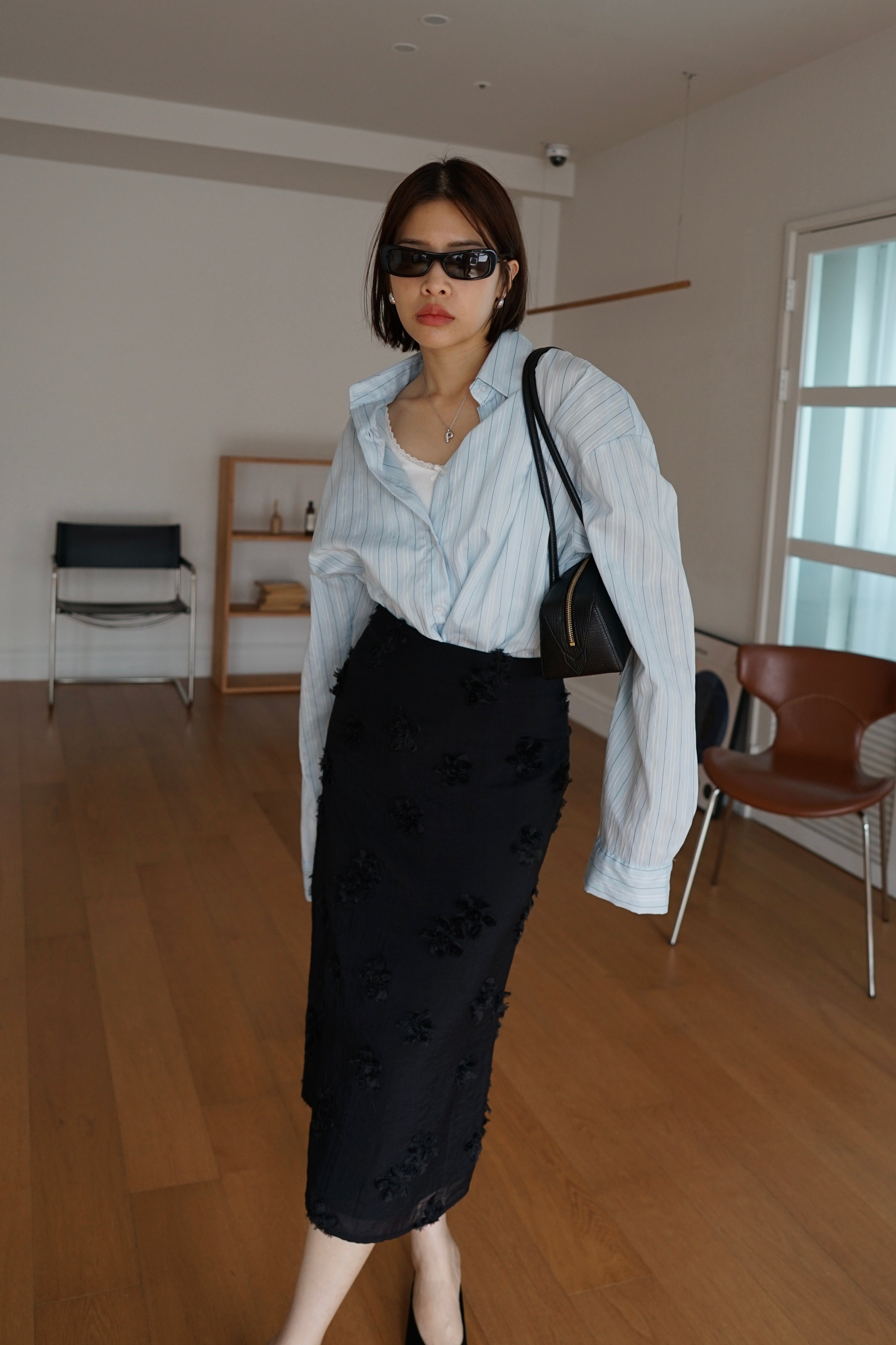 bloom textured long skirt