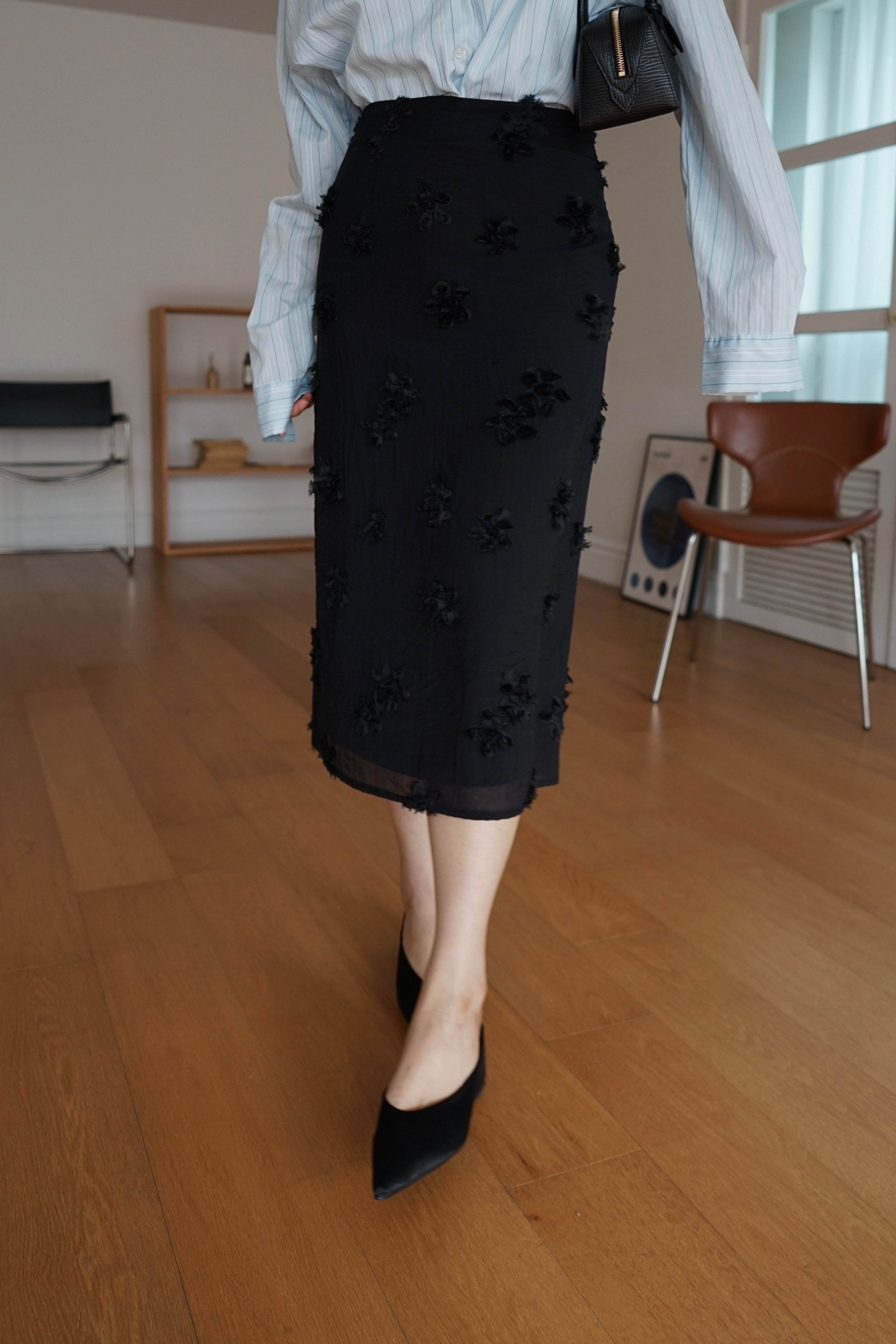 bloom textured long skirt