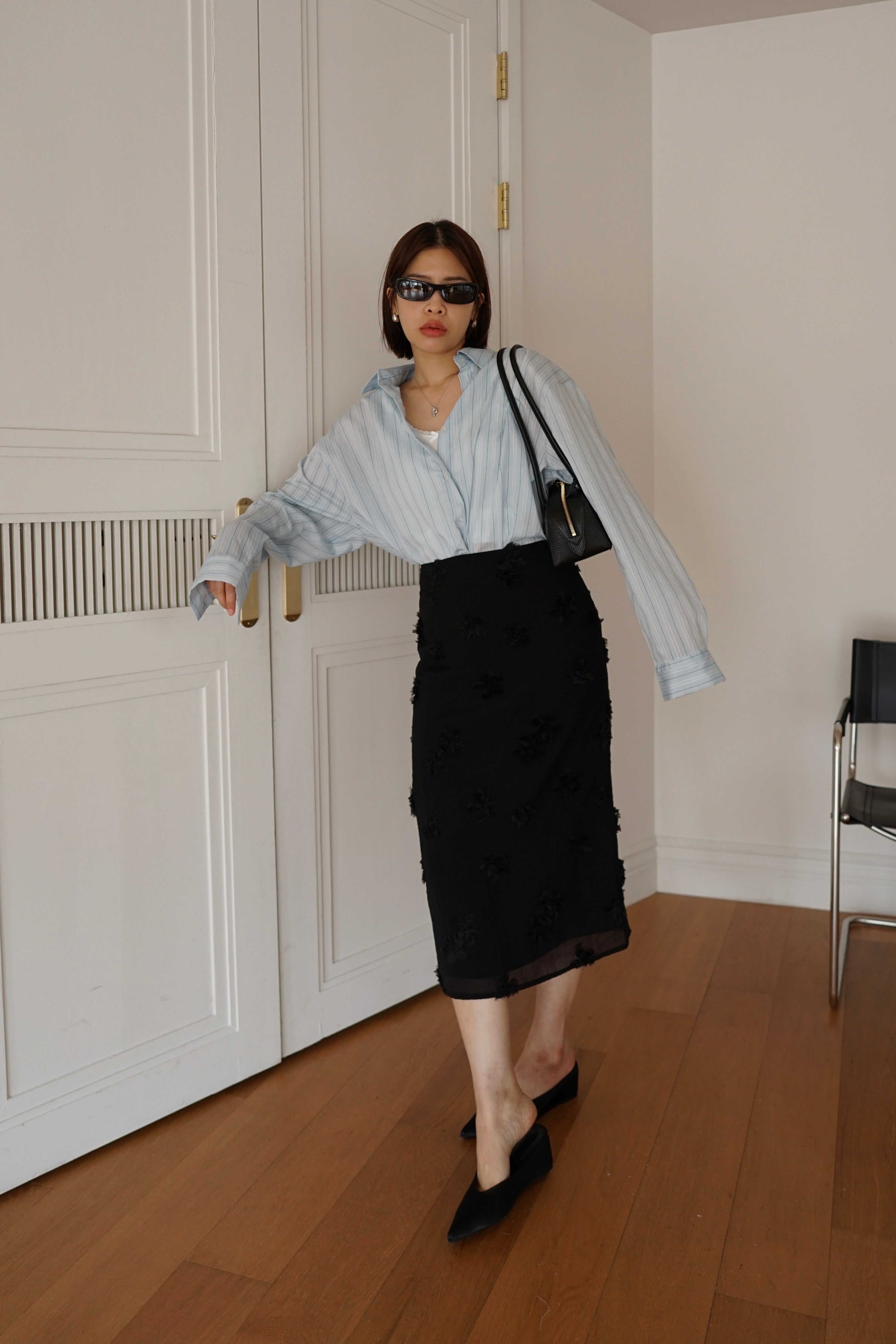 bloom textured long skirt