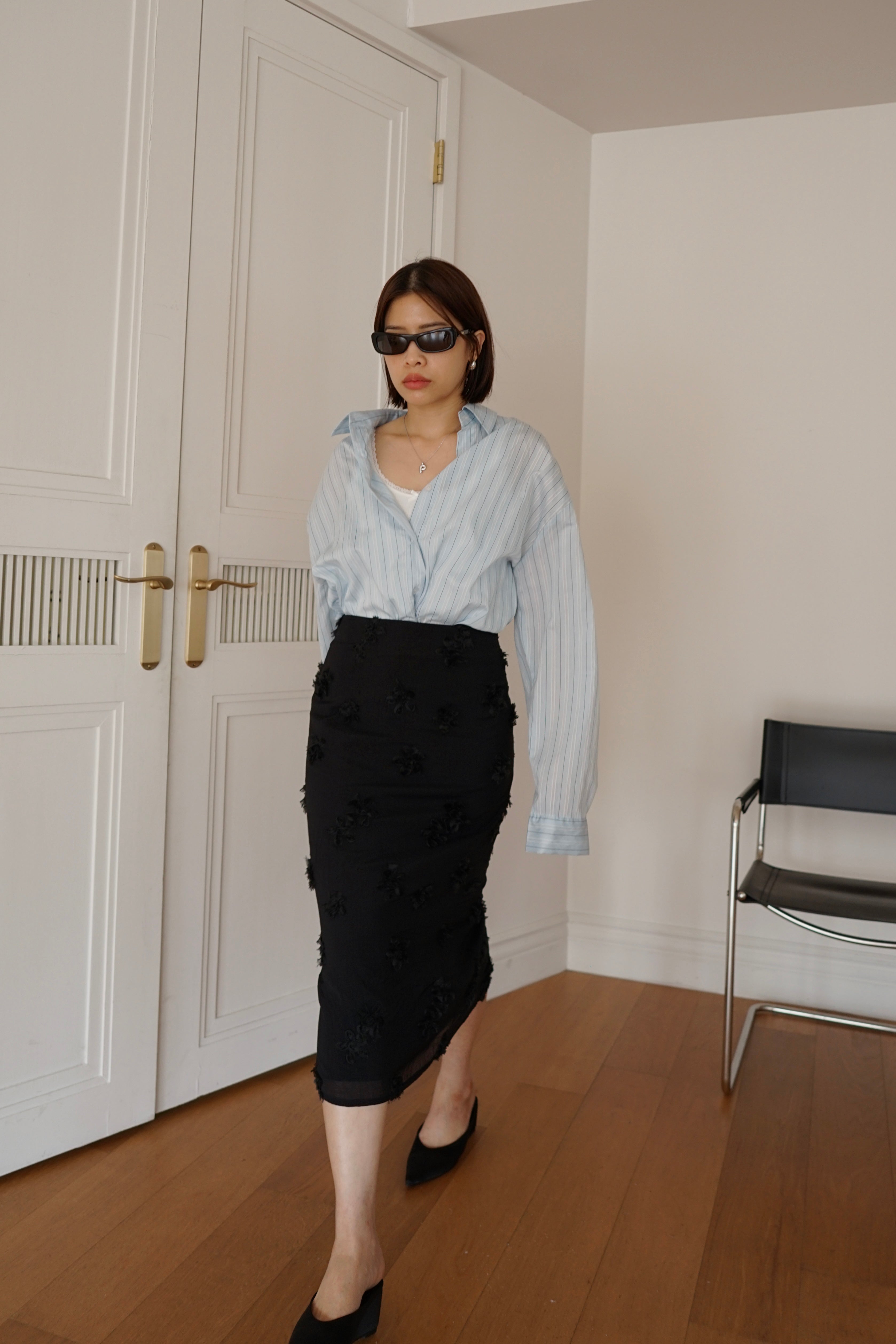 bloom textured long skirt