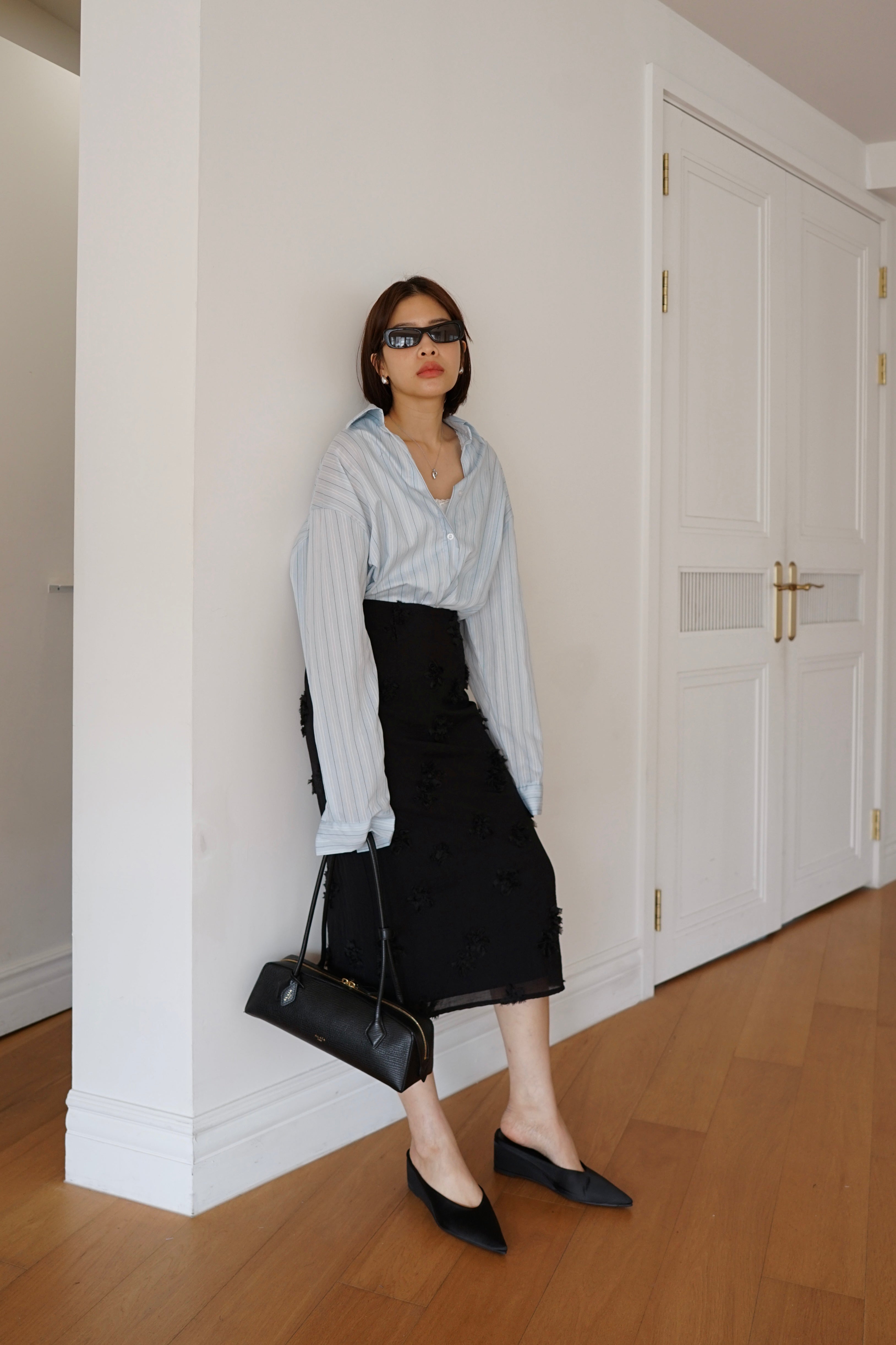 bloom textured long skirt