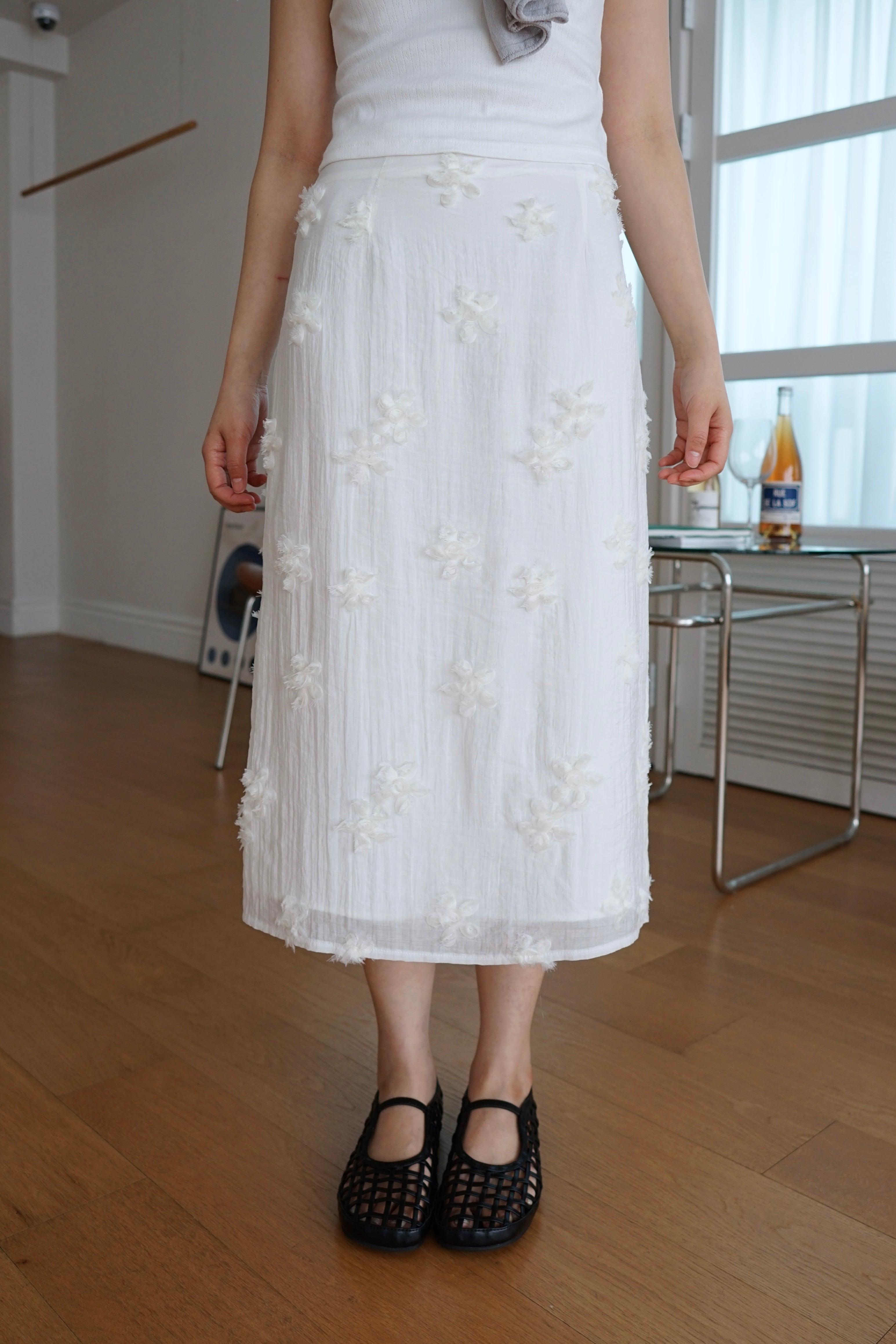 bloom textured long skirt