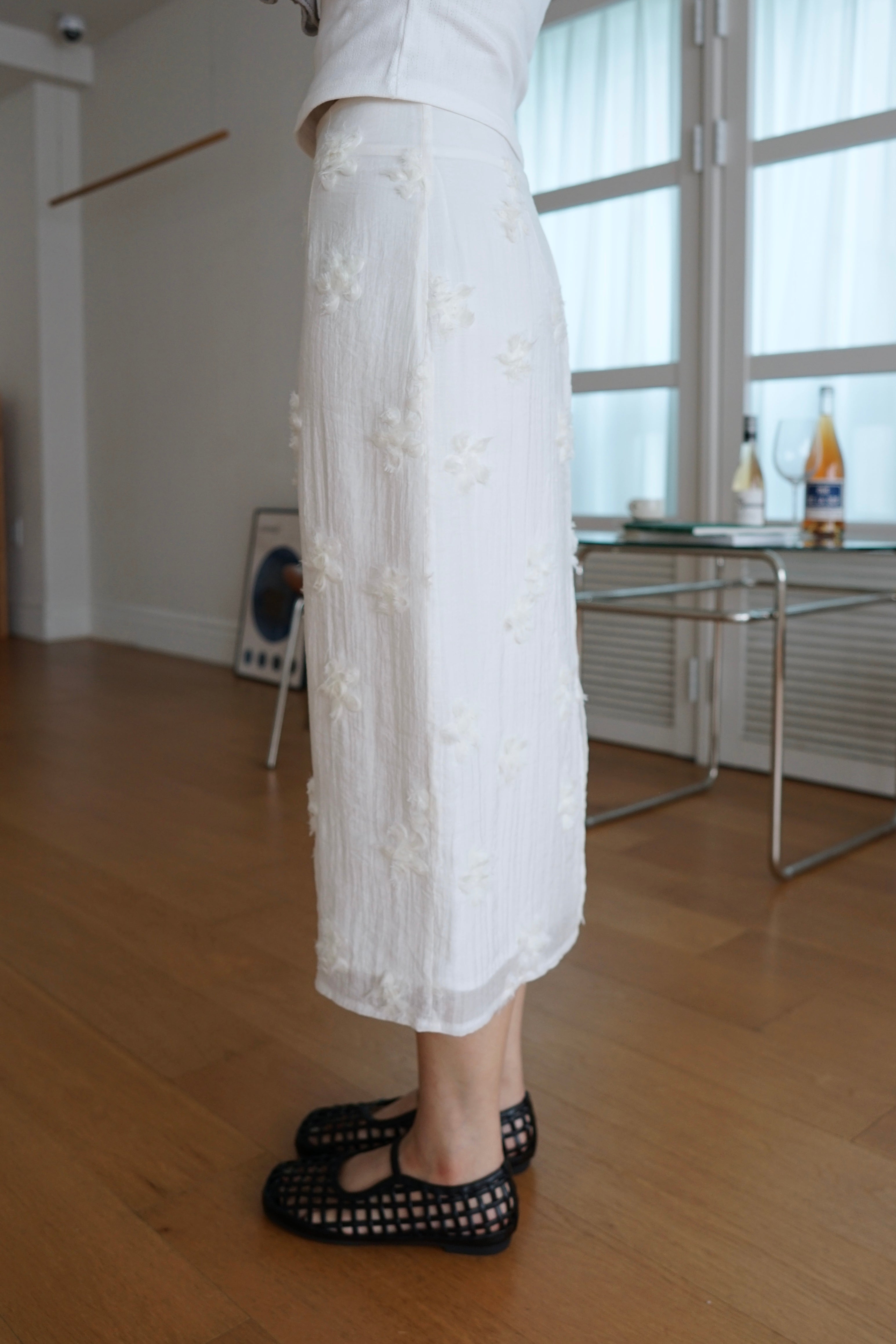 bloom textured long skirt