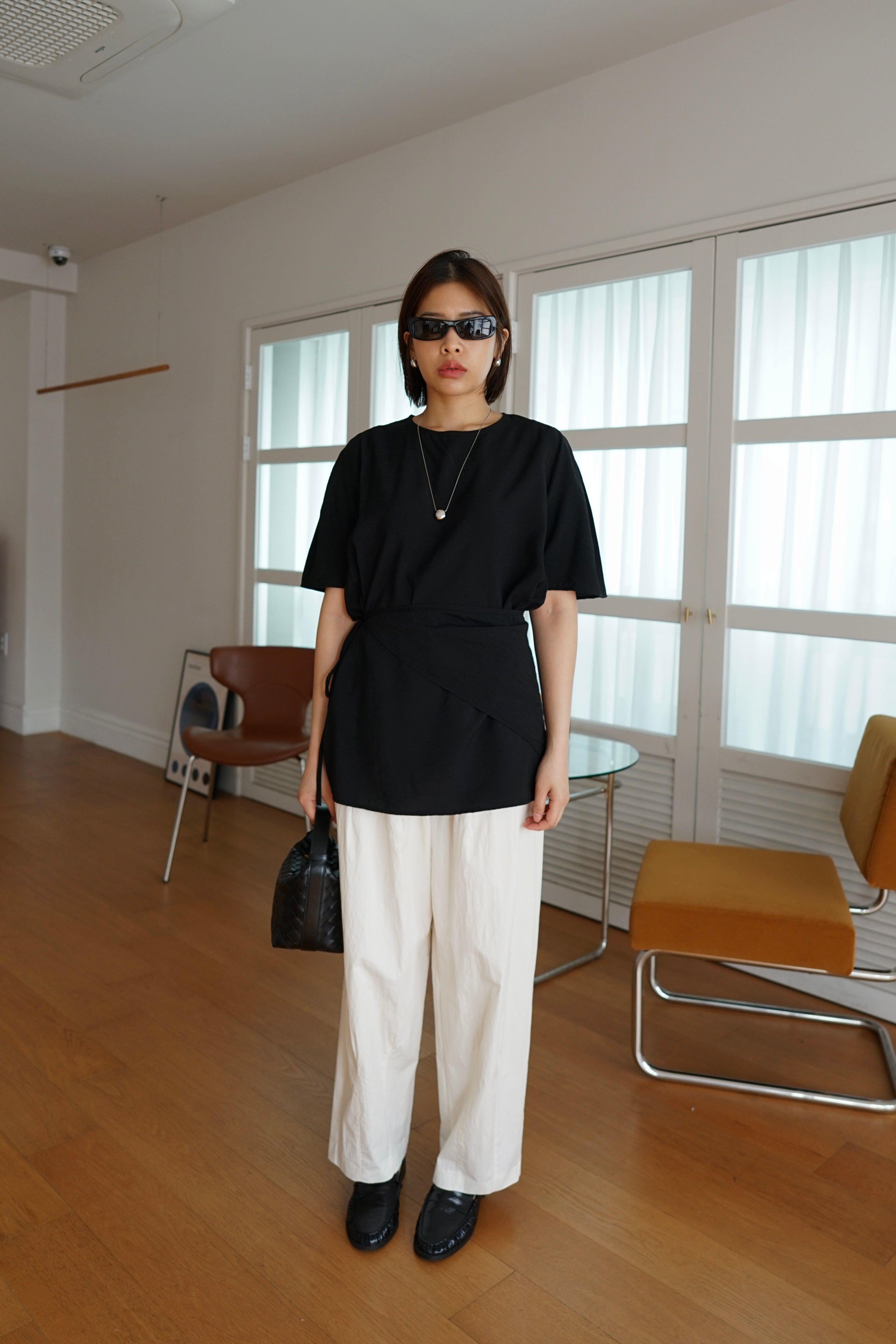 triangle belt dolly sleeve blouse