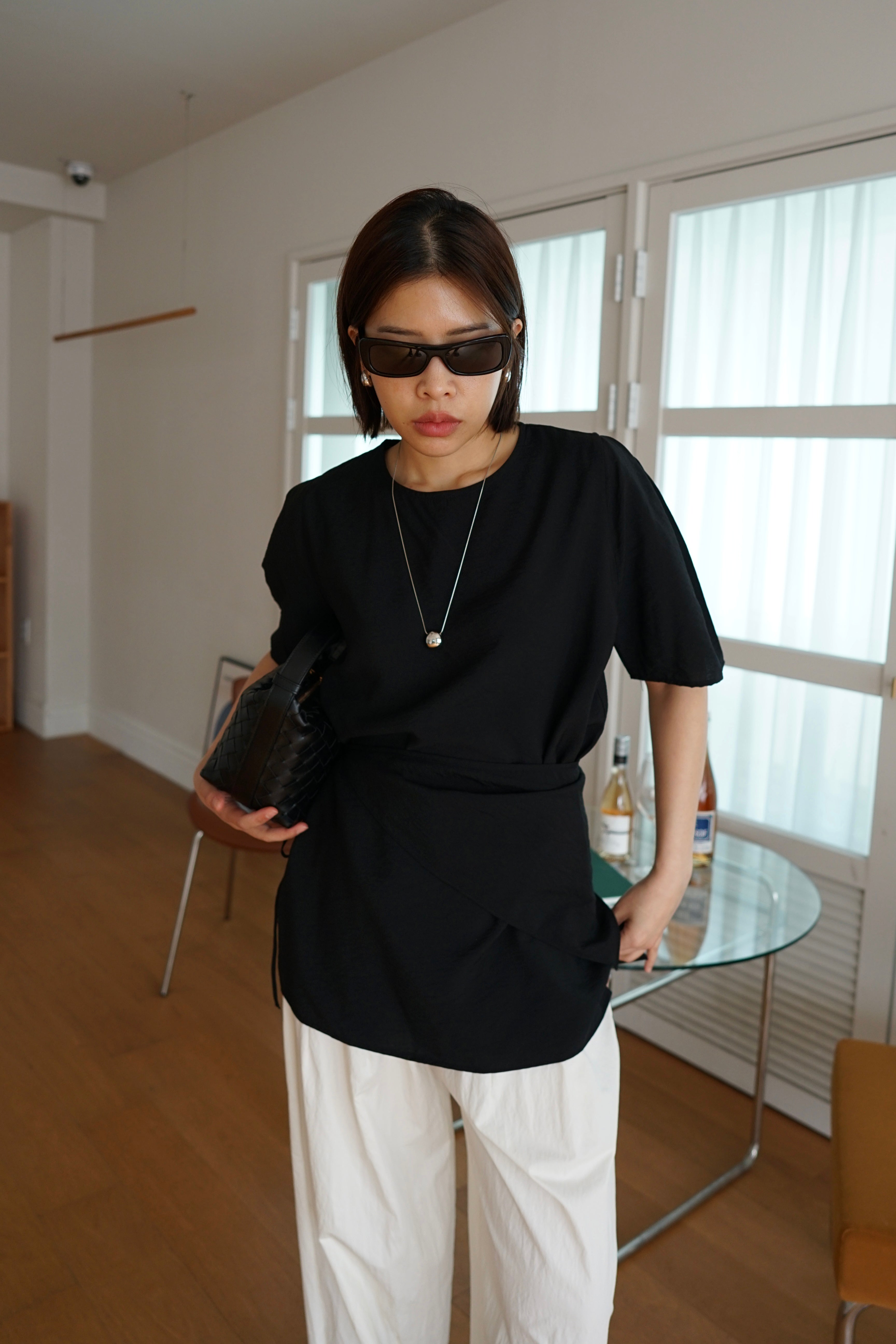 triangle belt dolly sleeve blouse