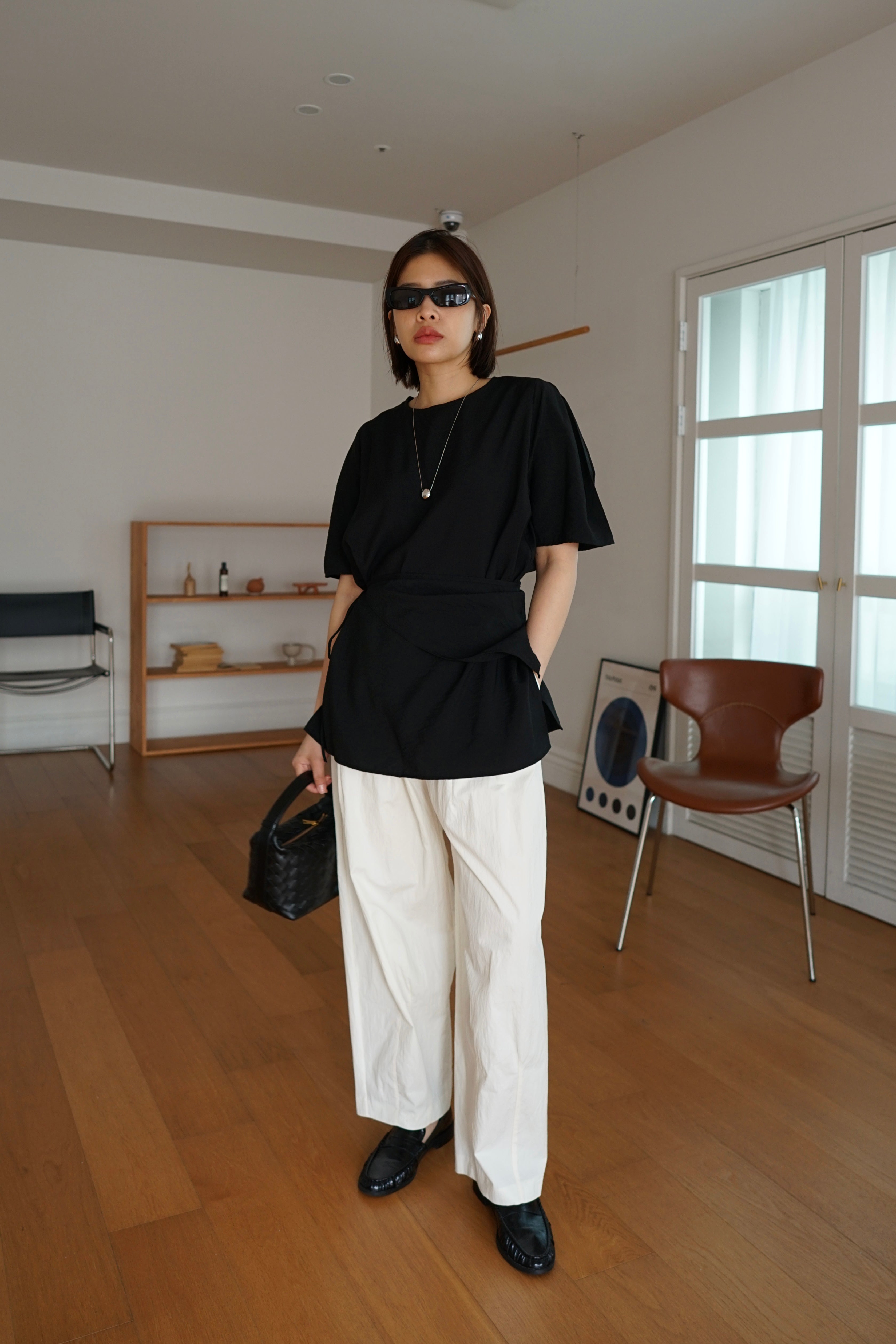 triangle belt dolly sleeve blouse