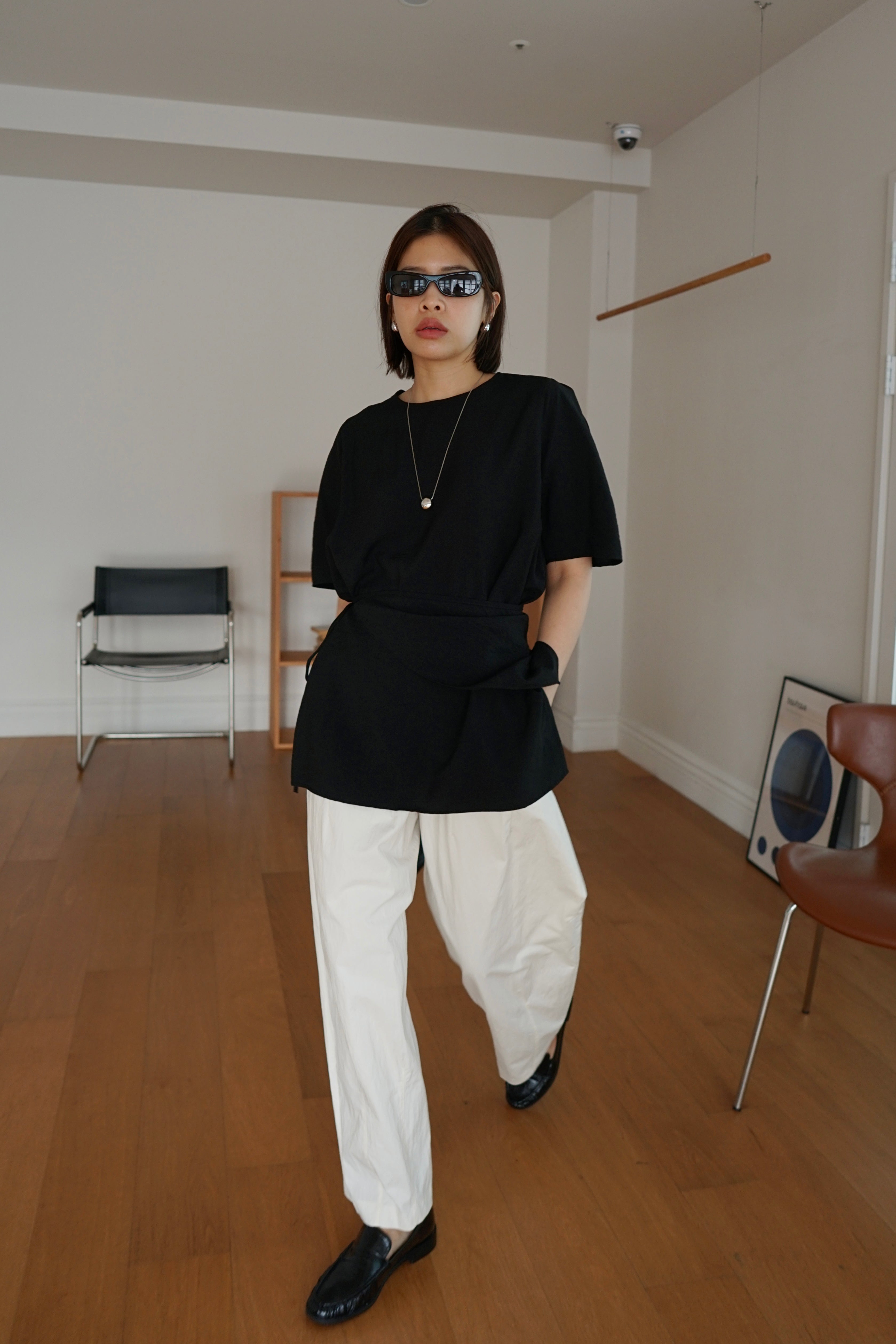 triangle belt dolly sleeve blouse