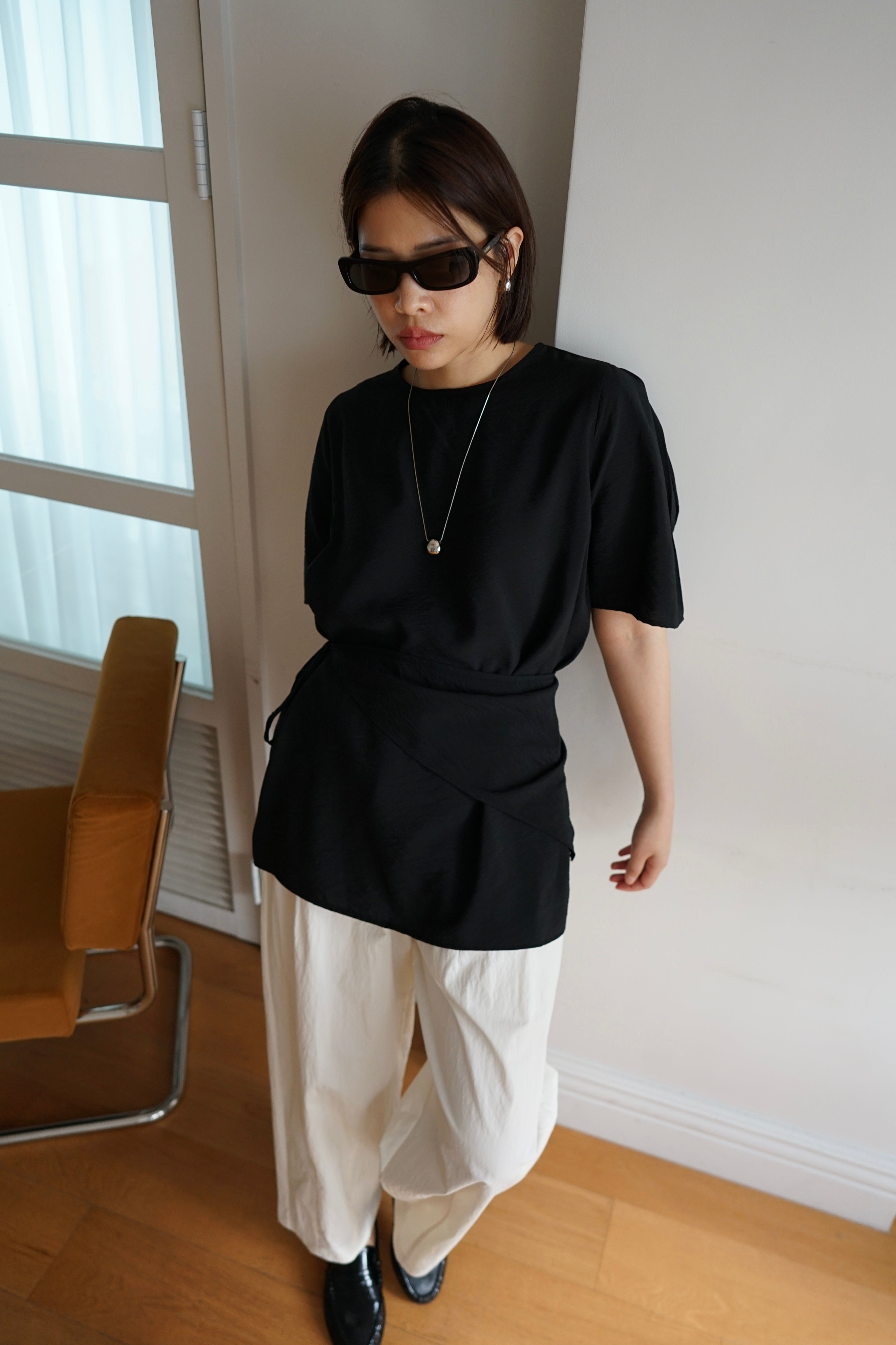 triangle belt dolly sleeve blouse