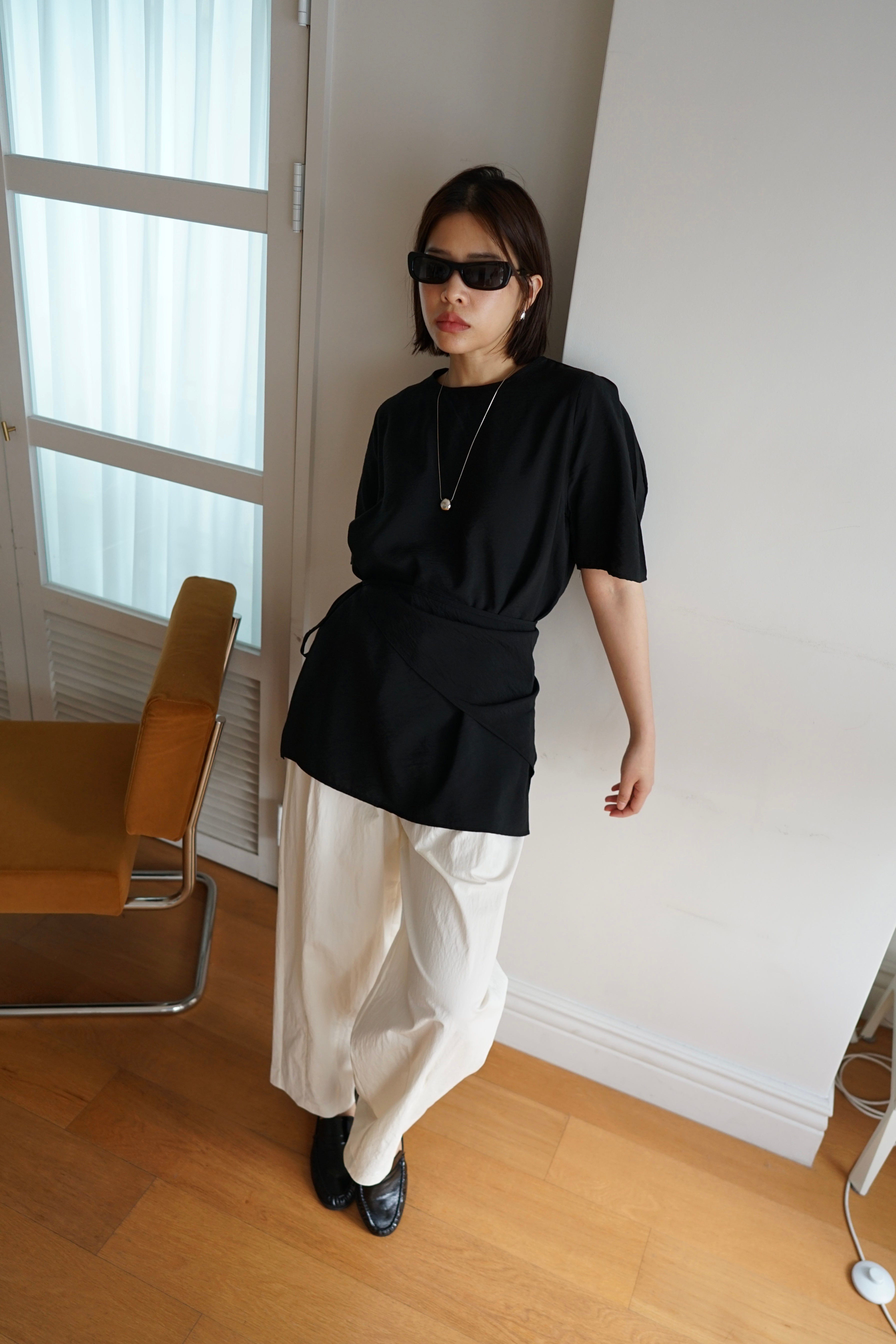 triangle belt dolly sleeve blouse