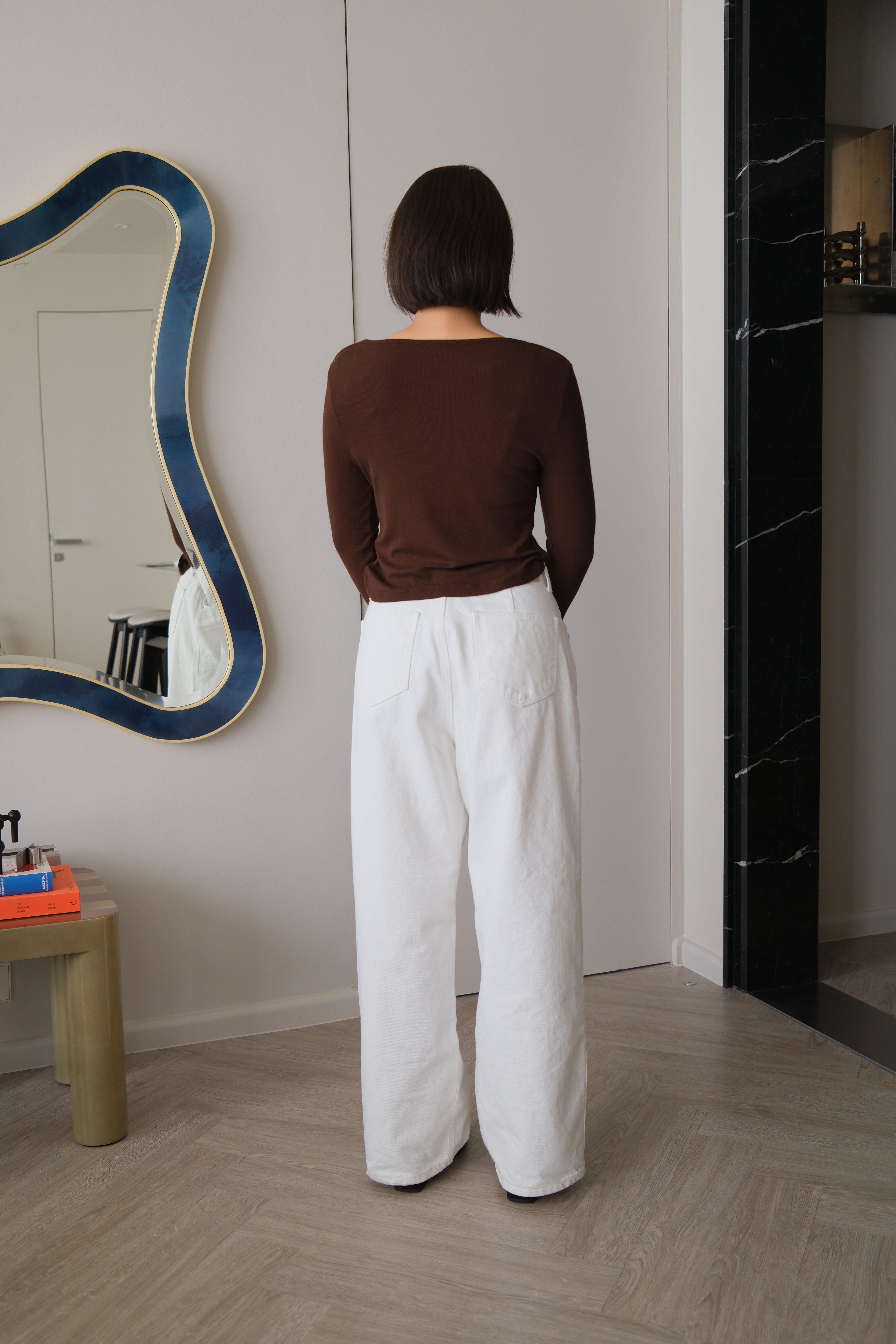 Hyerin cowl neck button slim tee