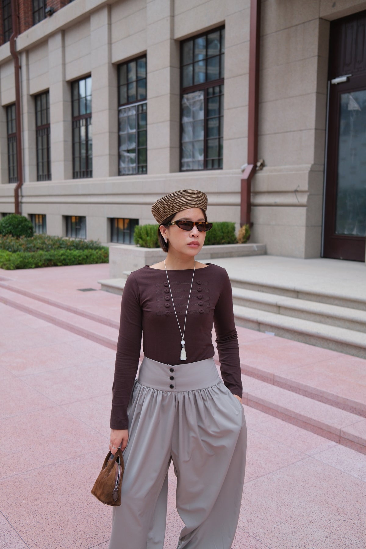 Military Button Long Sleeve Tee