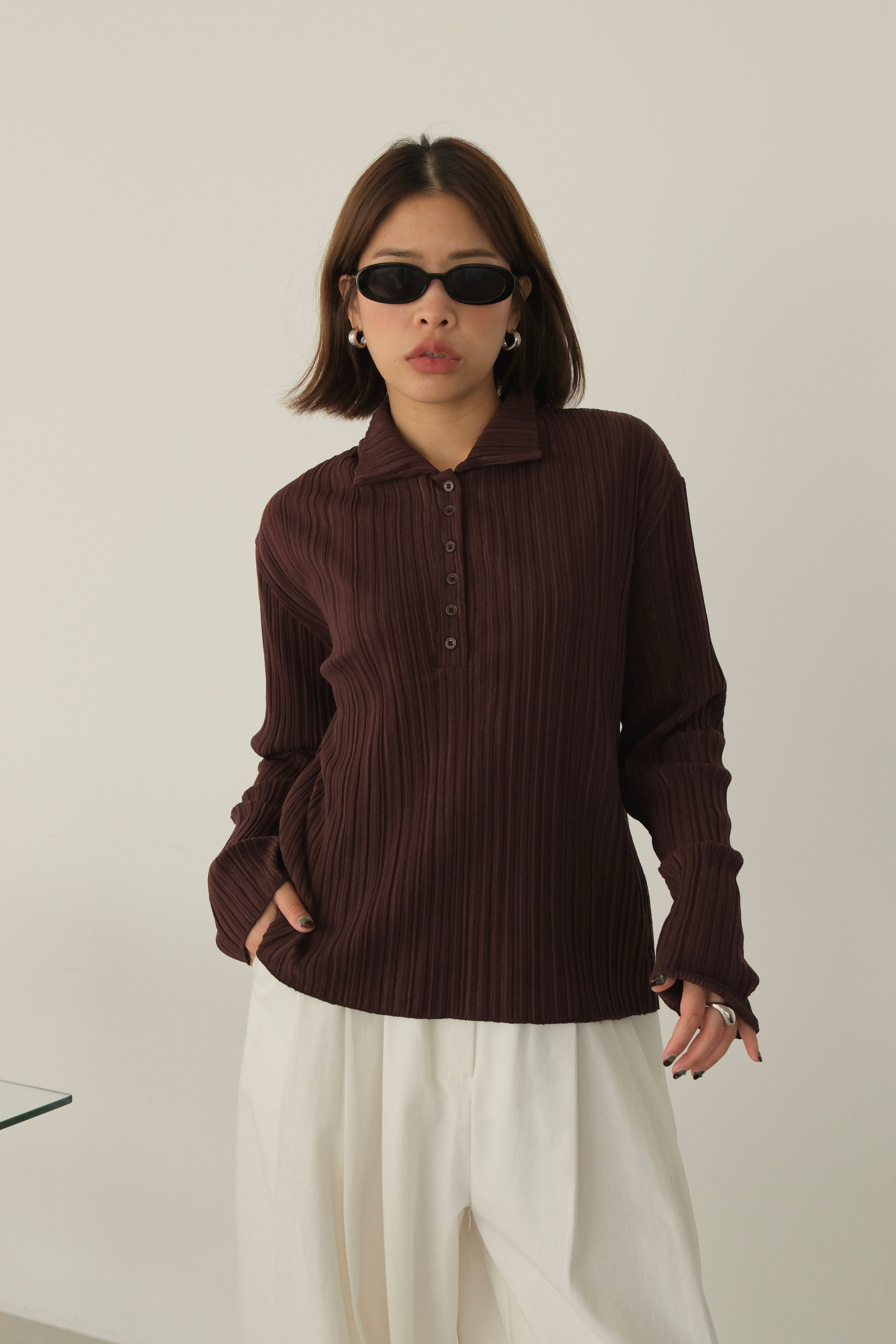 Glowny pleat polo top