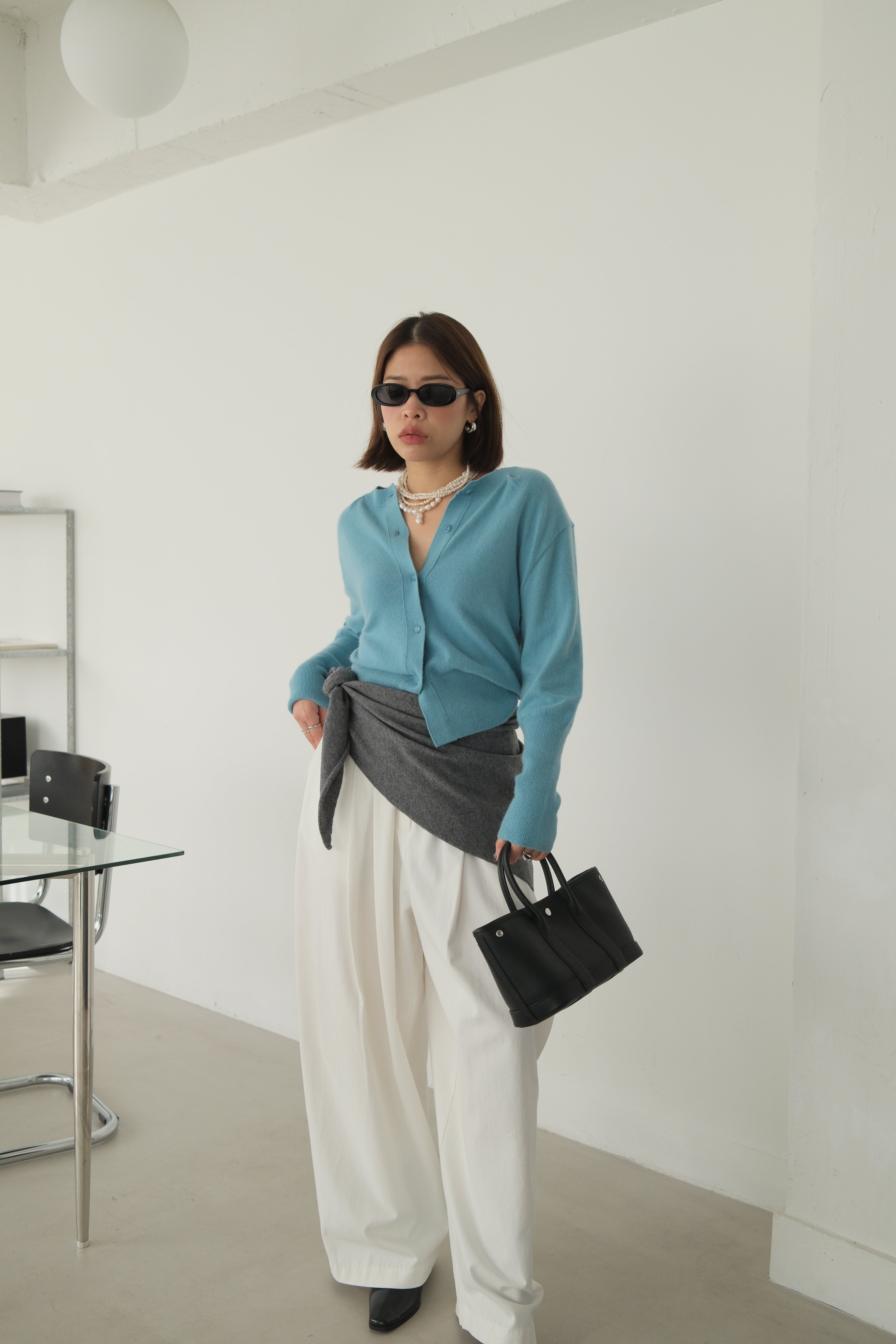 round neck cashmere cardigan