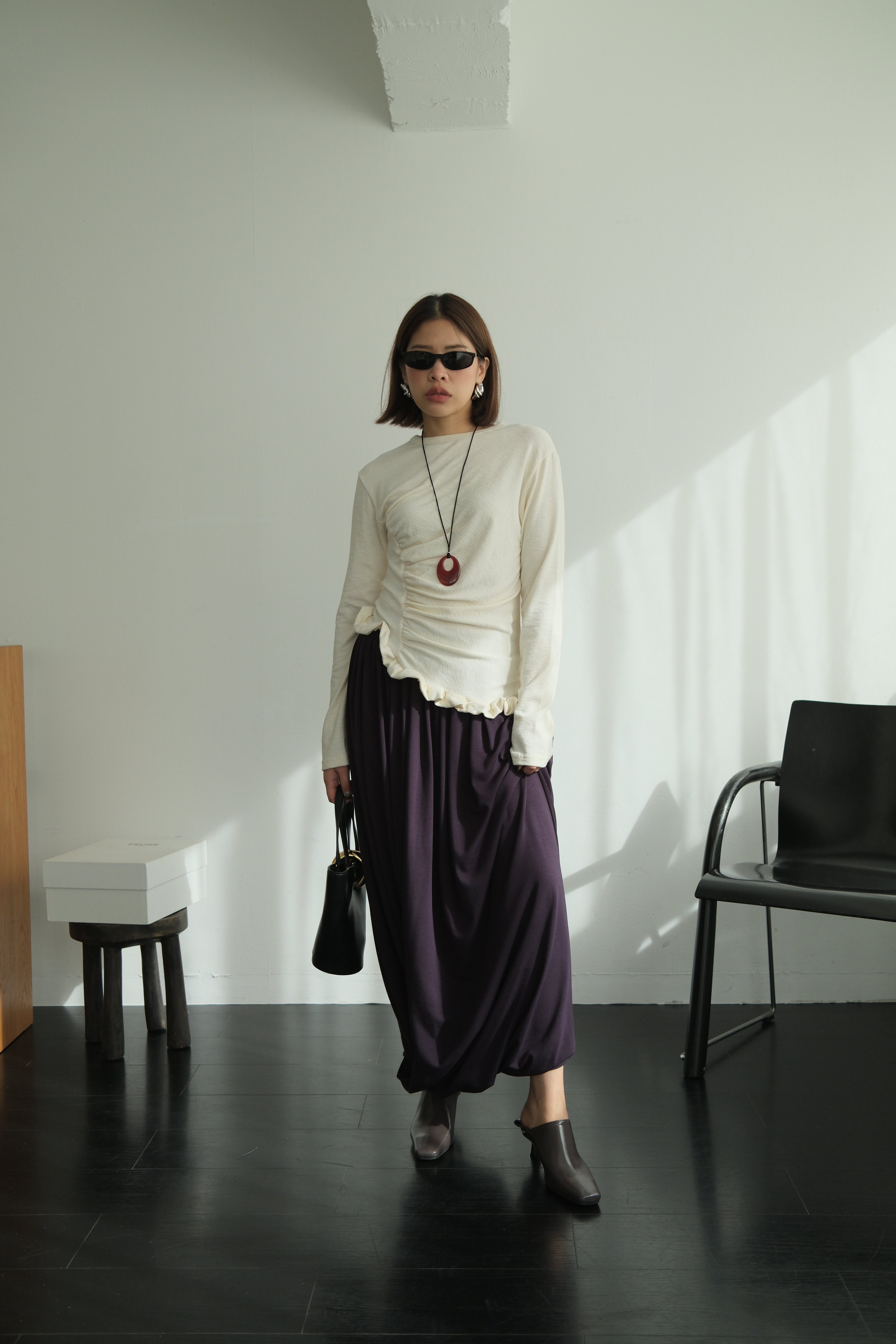 Tote draped maxi skirt