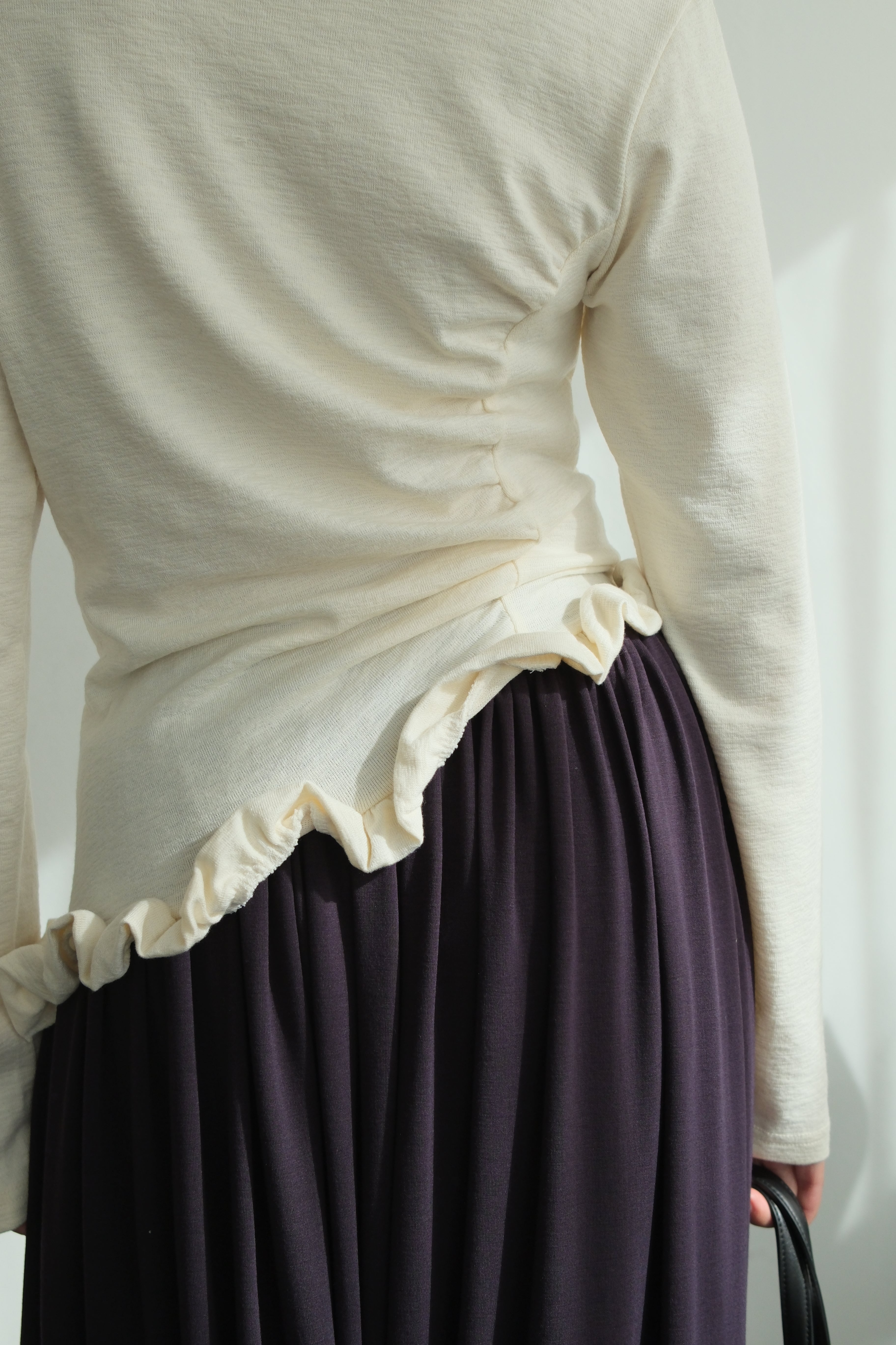 Ronny shirring unbalance tee