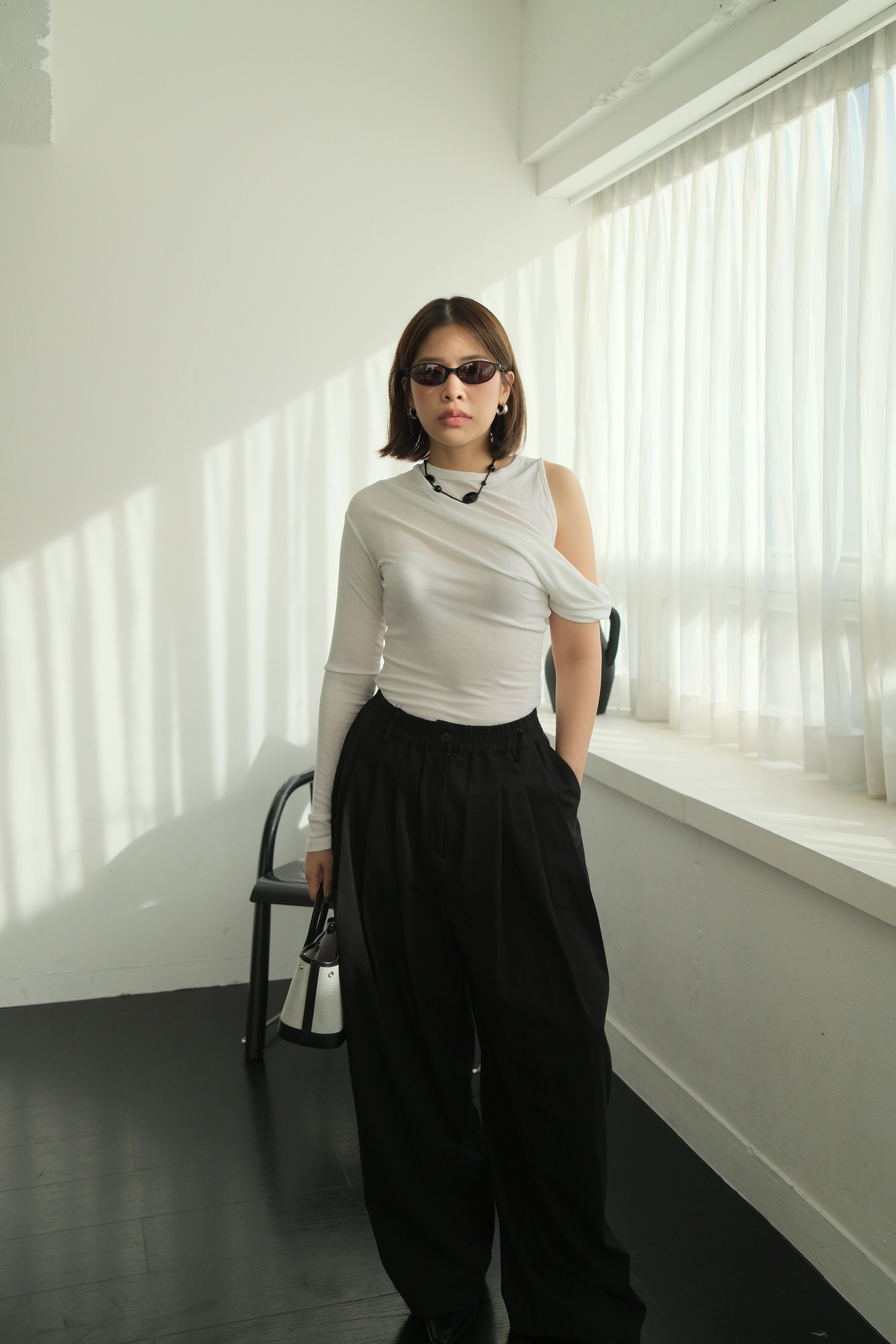 Callie asymmetry sleeve soft tee