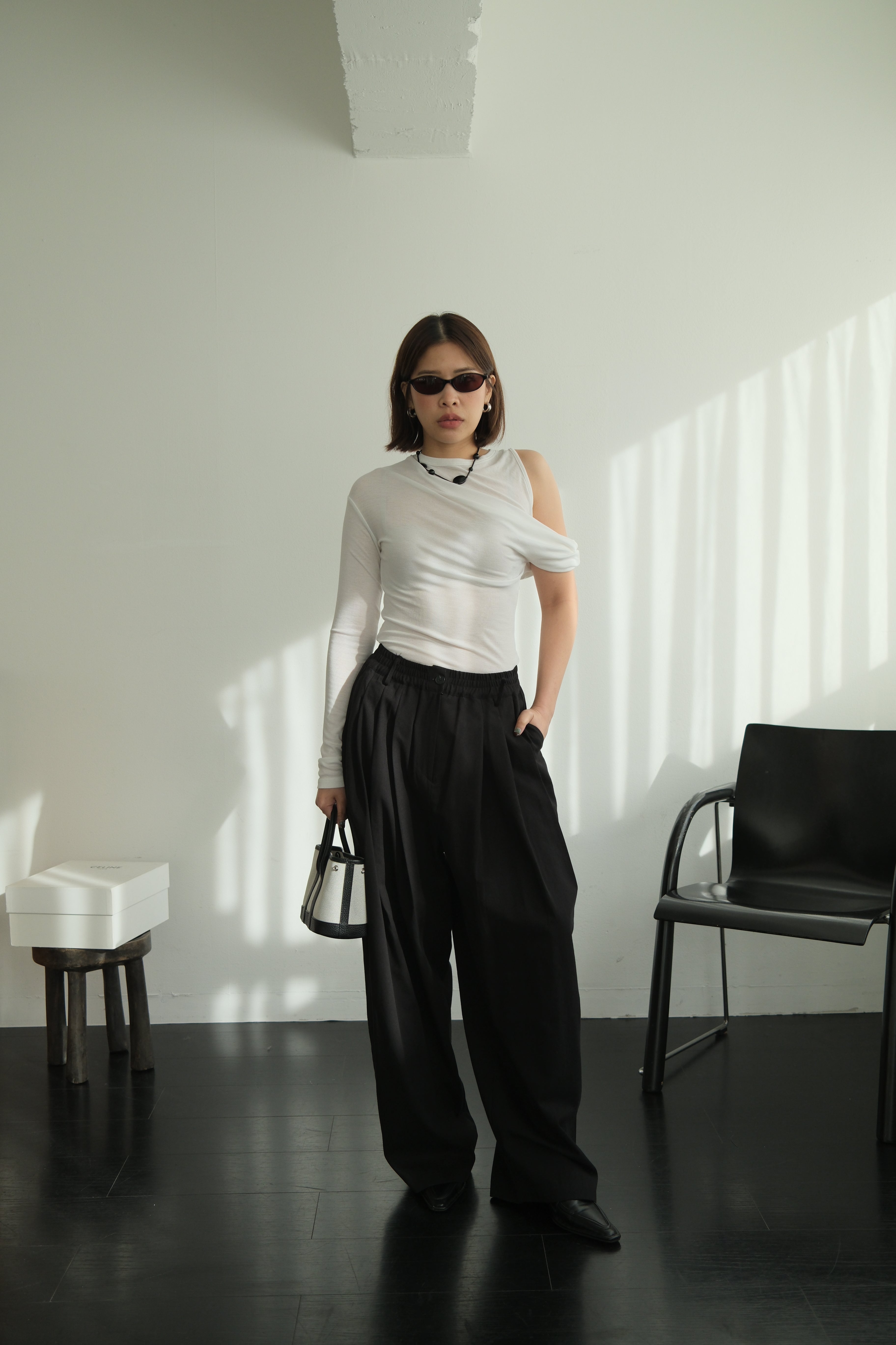 Callie asymmetry sleeve soft tee