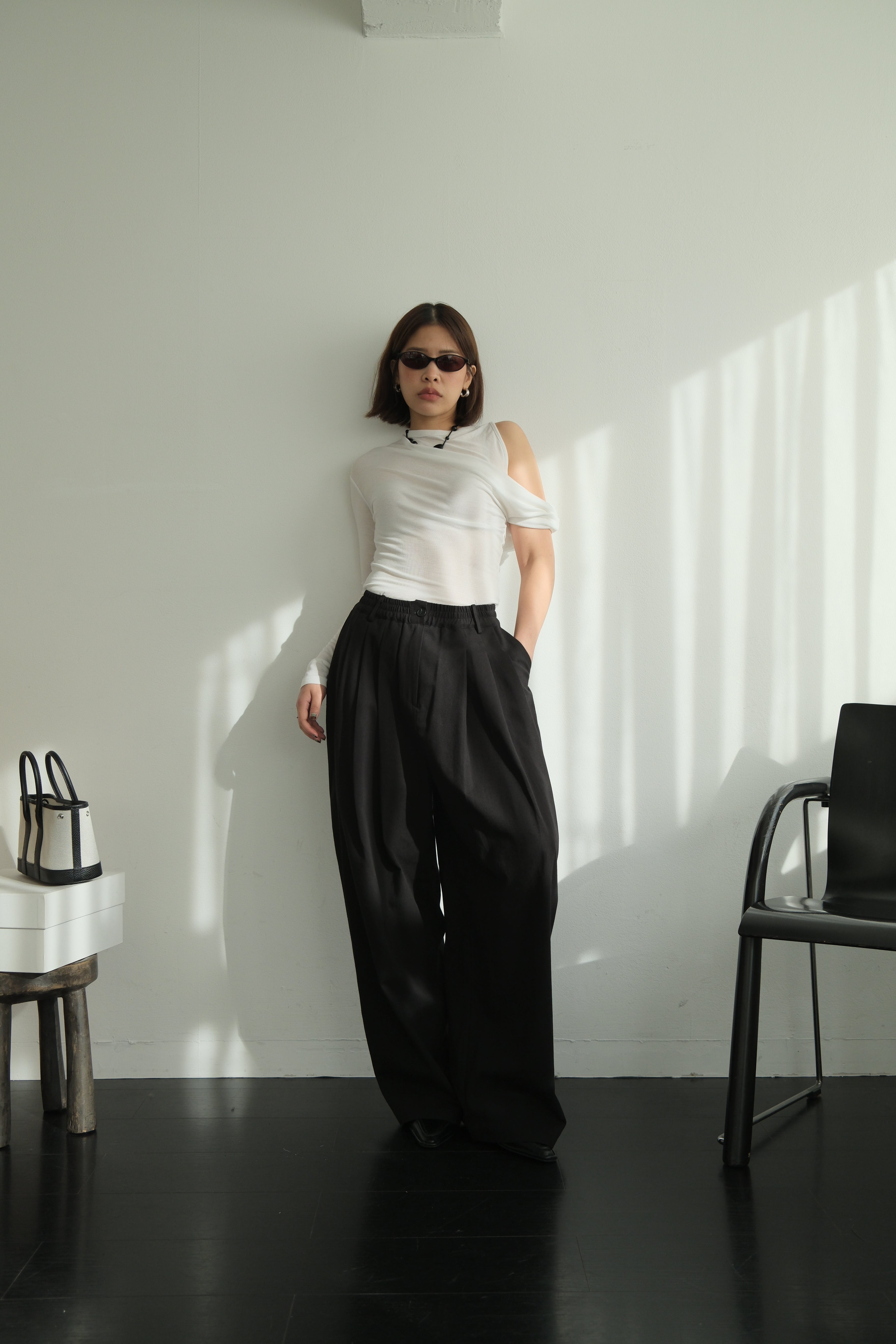 Callie asymmetry sleeve soft tee