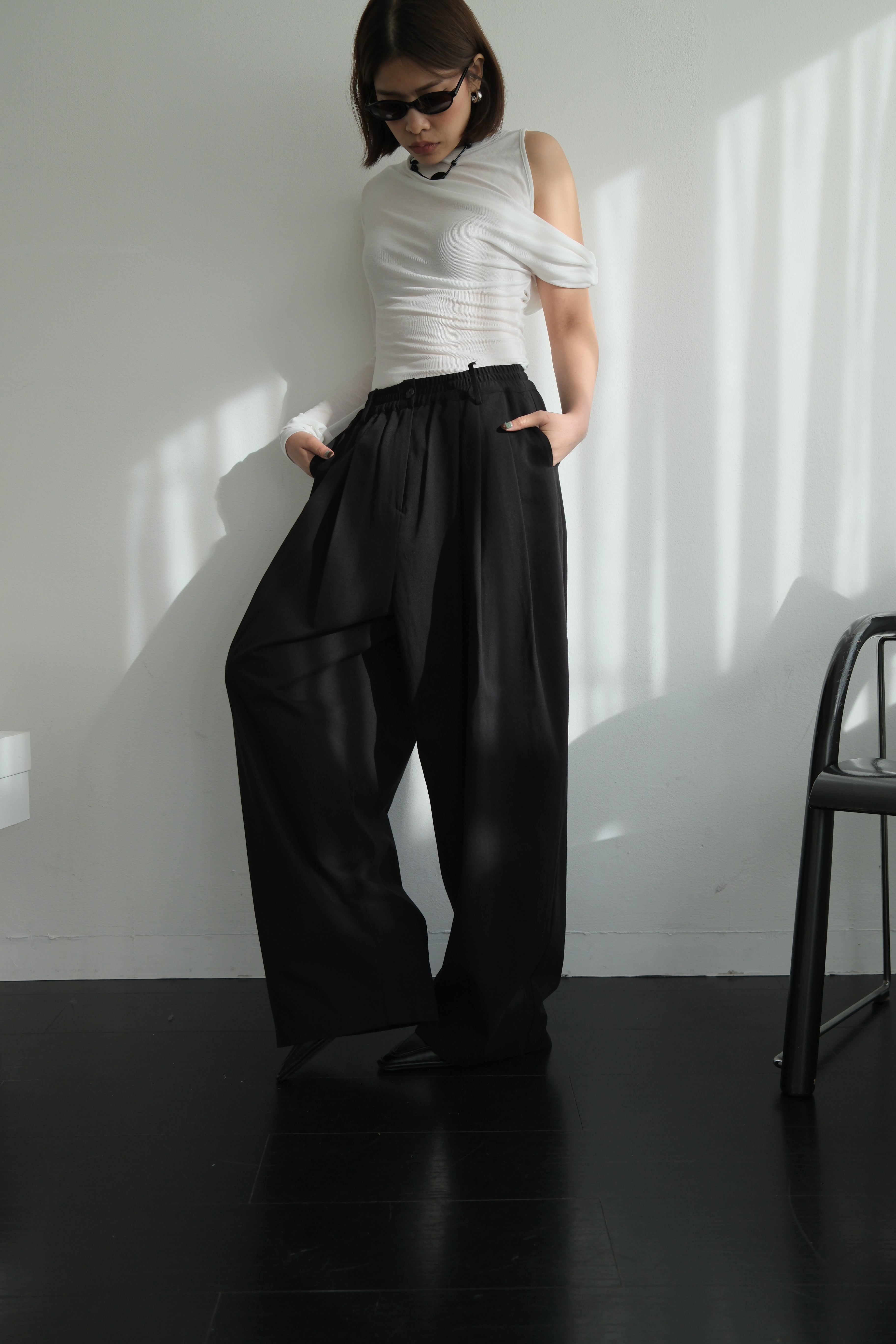 Polly elasticated waist wide leg pants