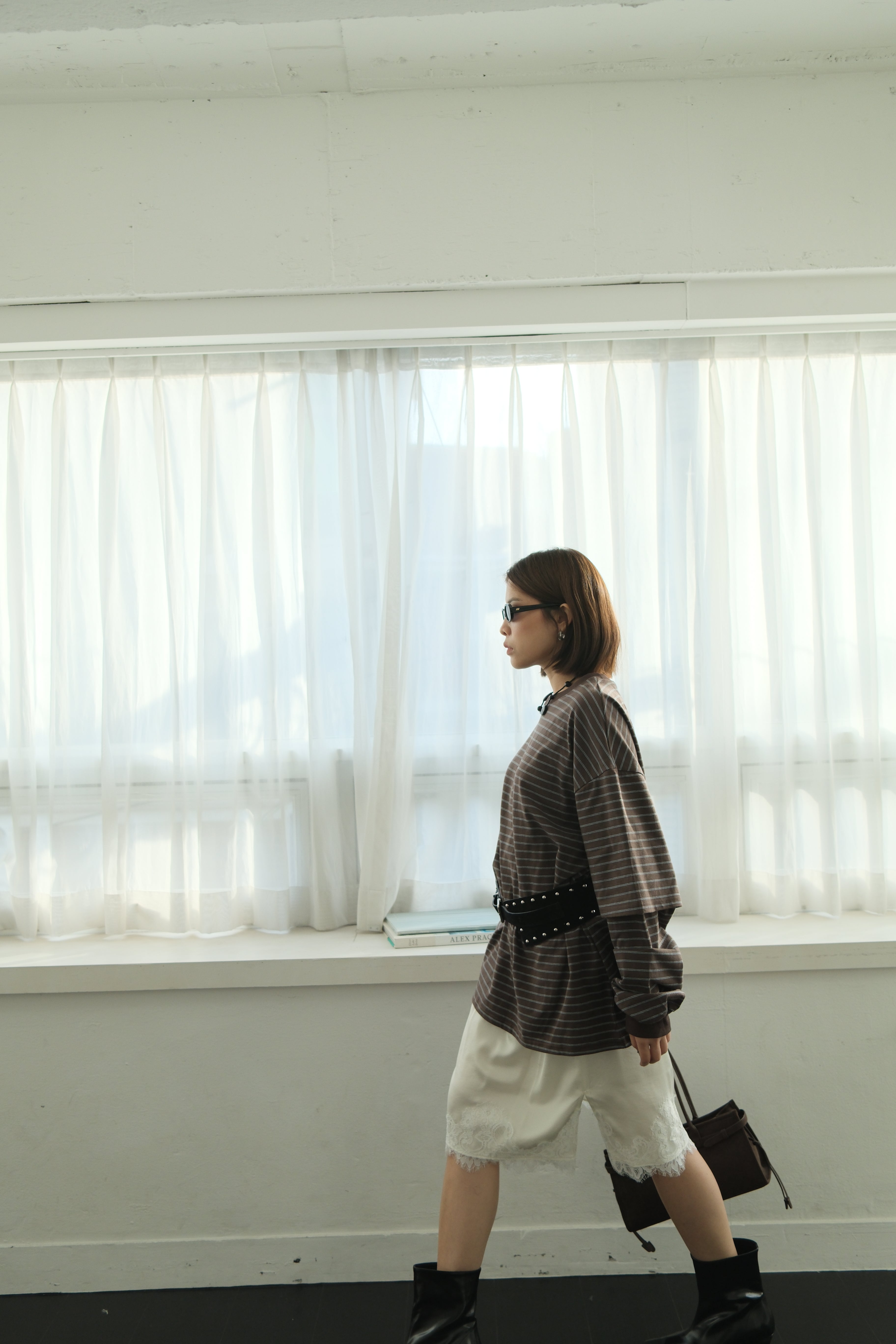 Striped double sleeve boxy tee