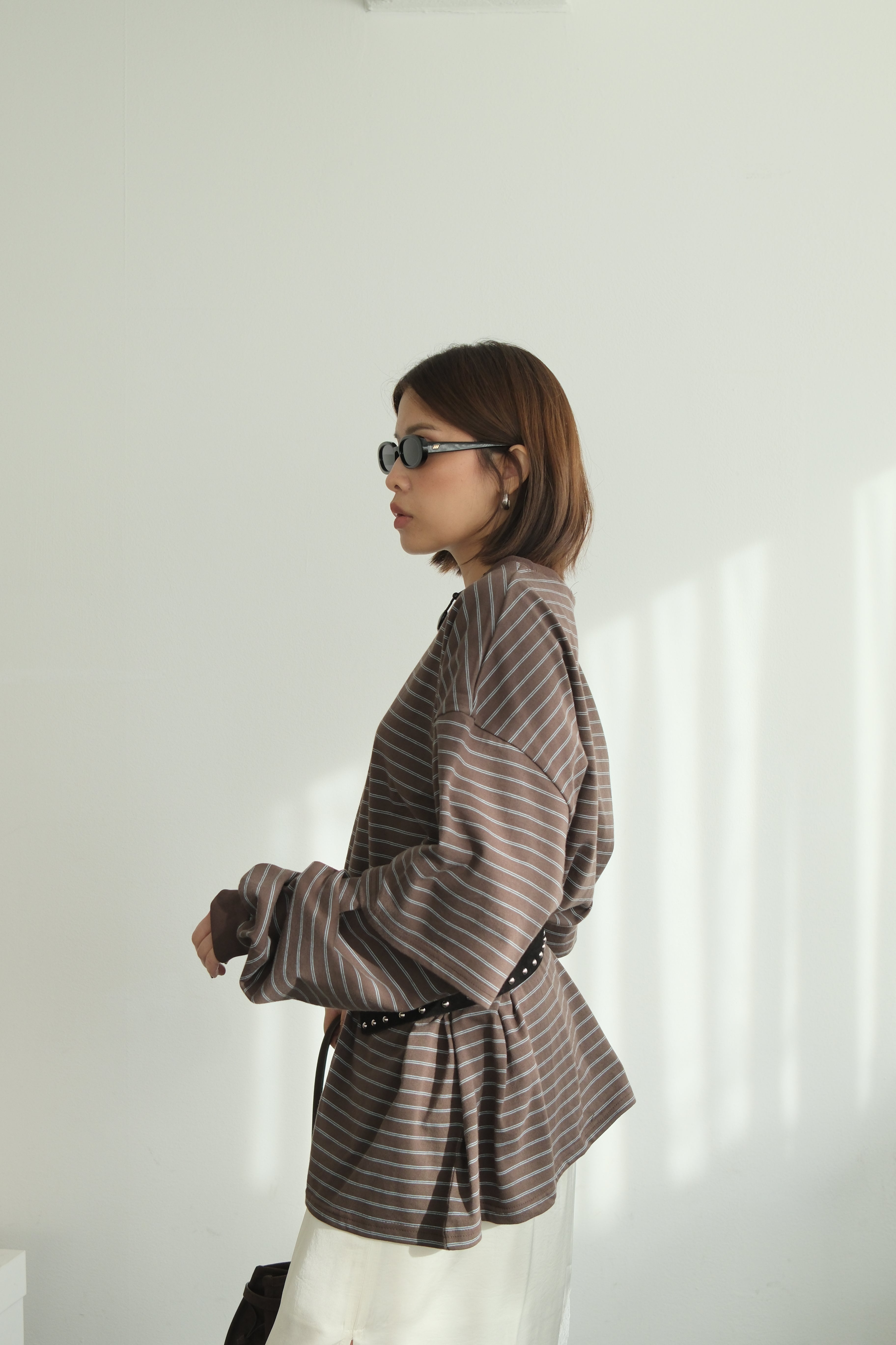 Striped double sleeve boxy tee