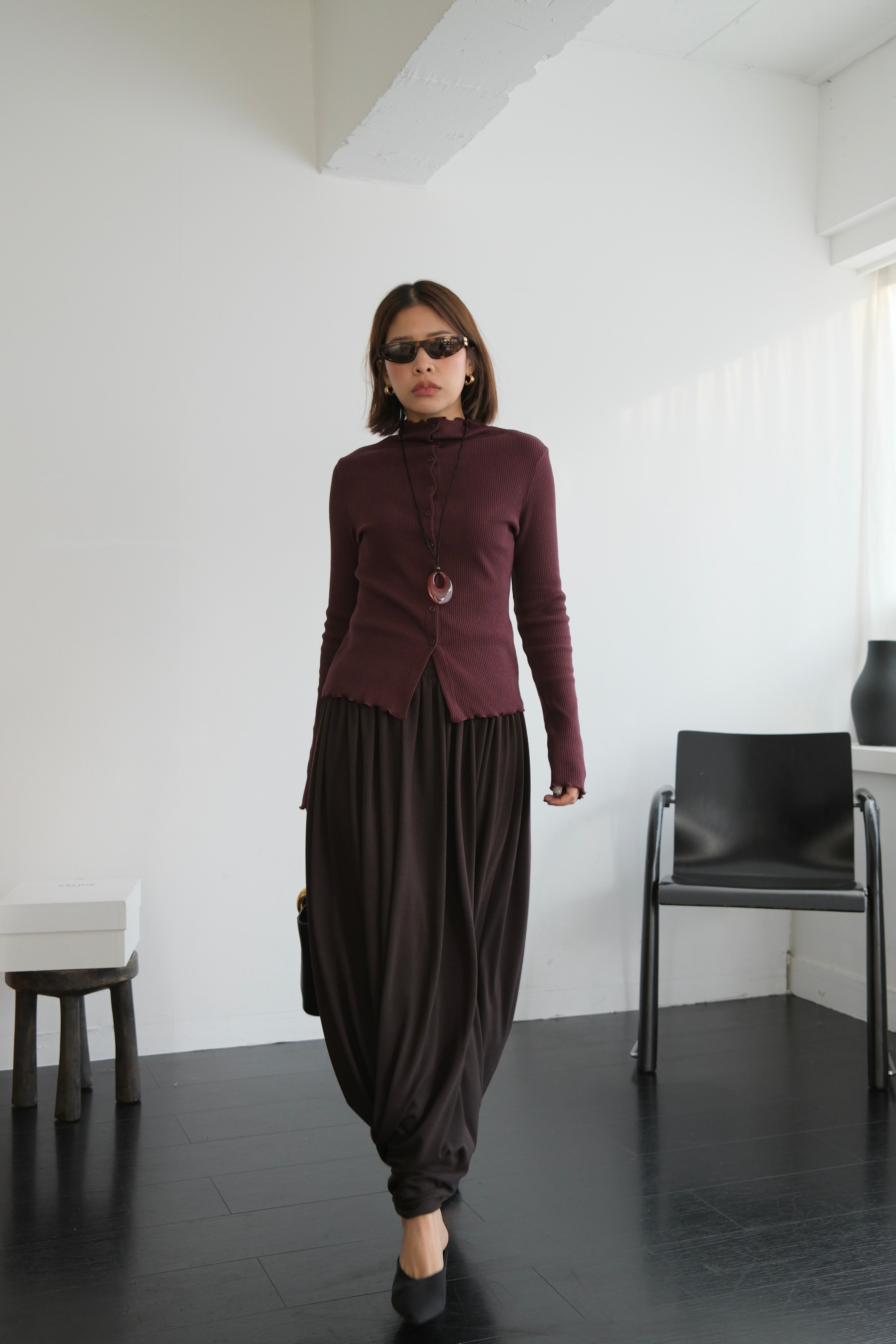 Tote draped maxi skirt