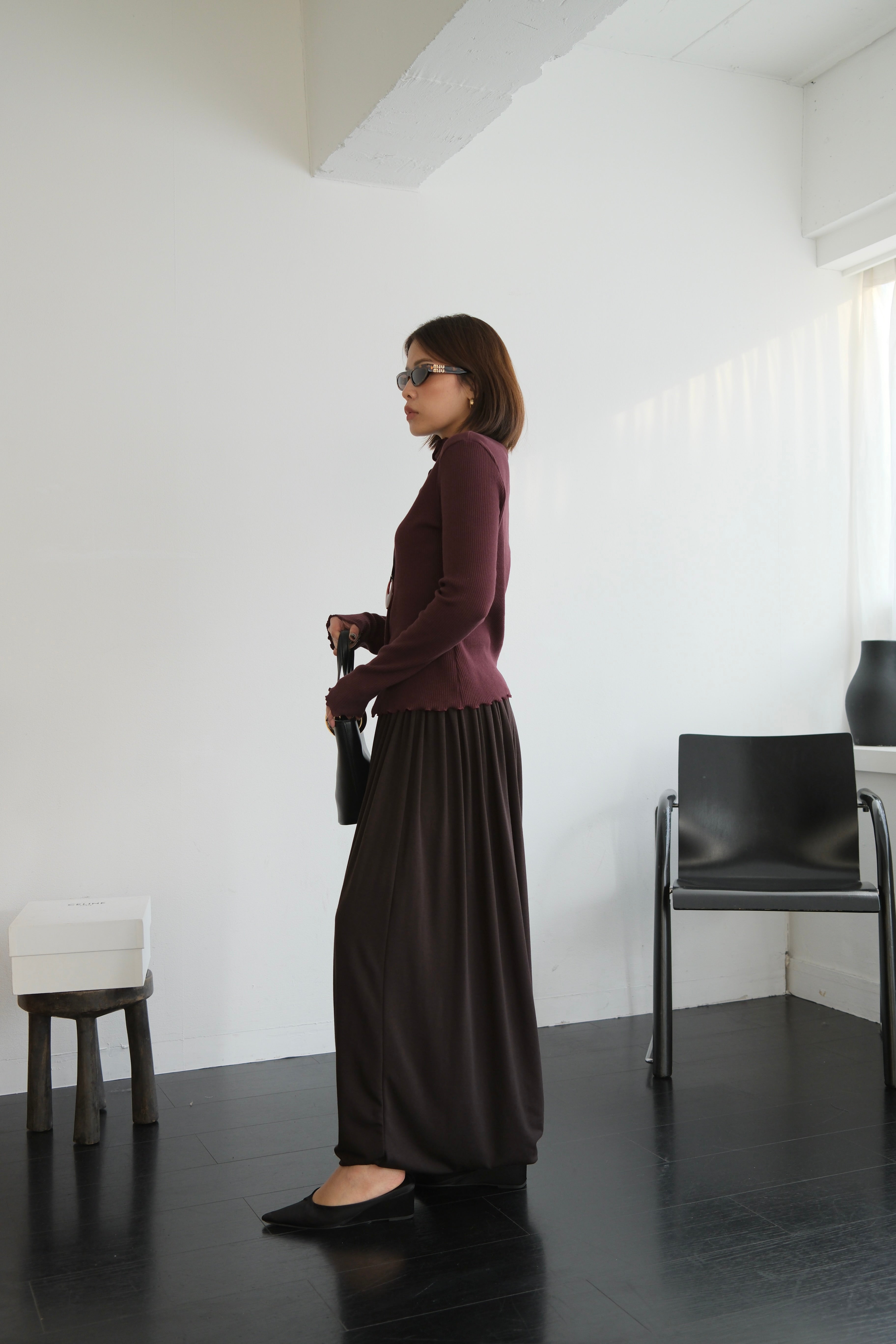 Tote draped maxi skirt