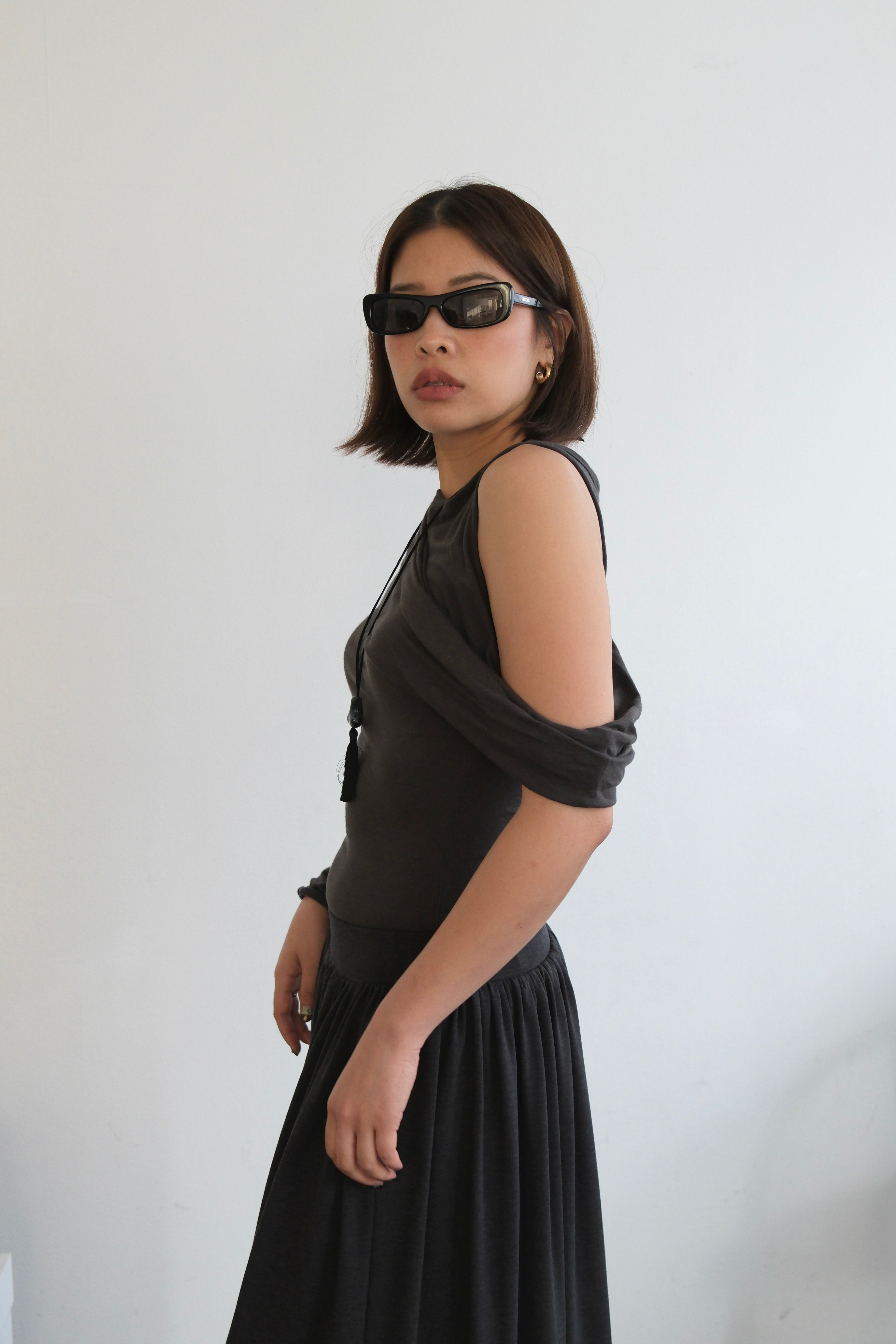 Callie asymmetry sleeve soft tee