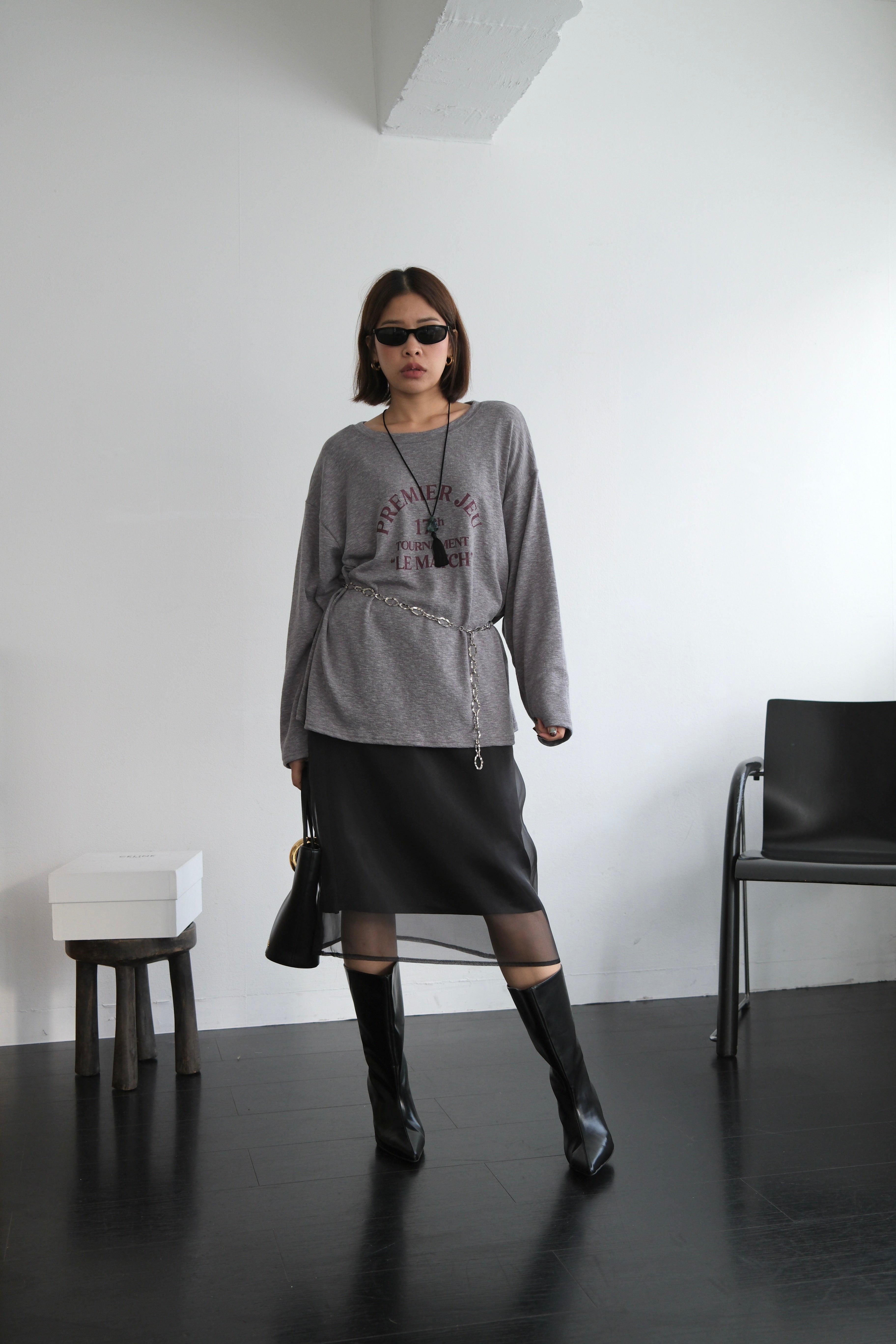 Sheran Sheer midi skirt