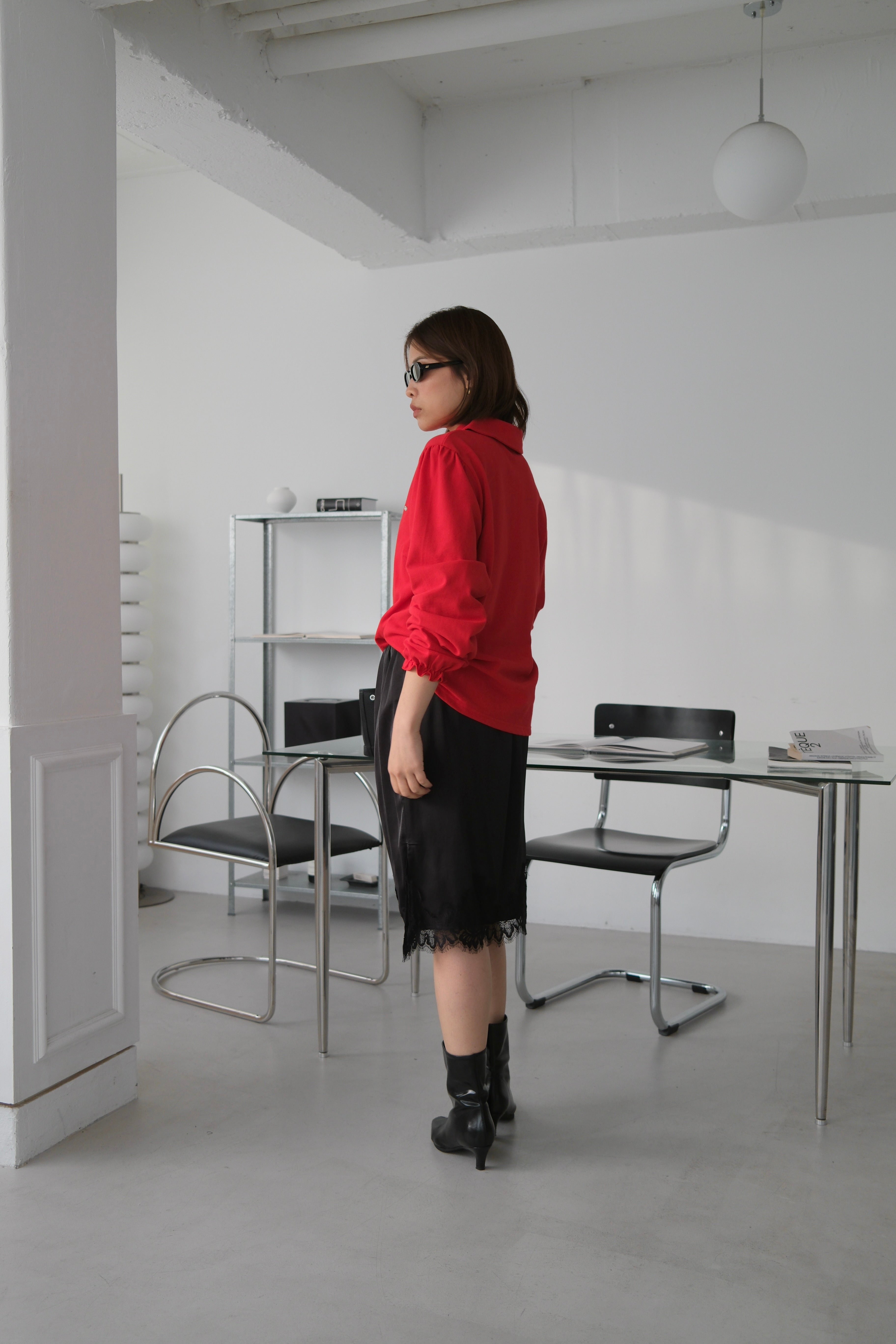 Nabi ruffle collar polo top