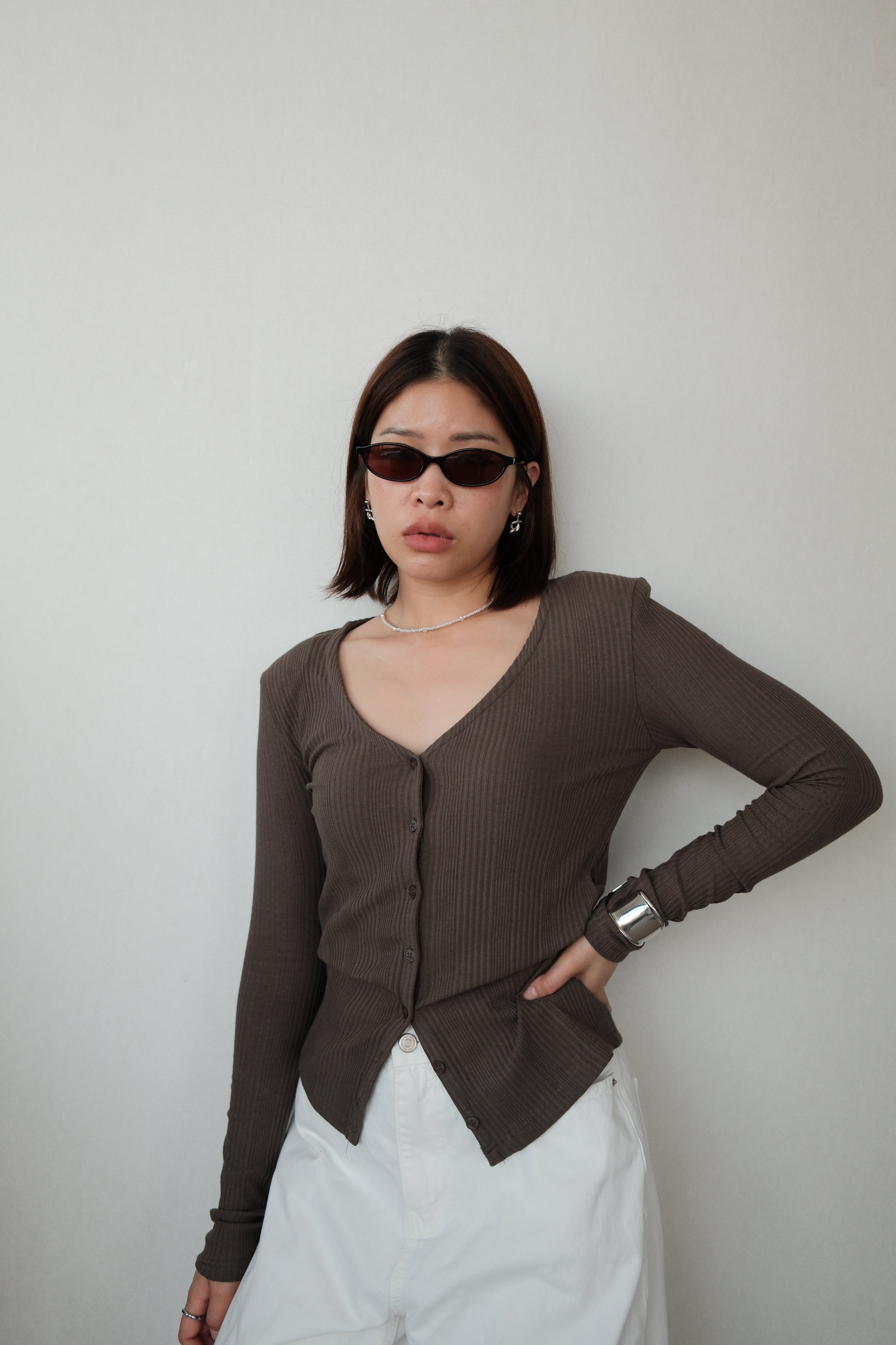 cotton ribbed cardigan