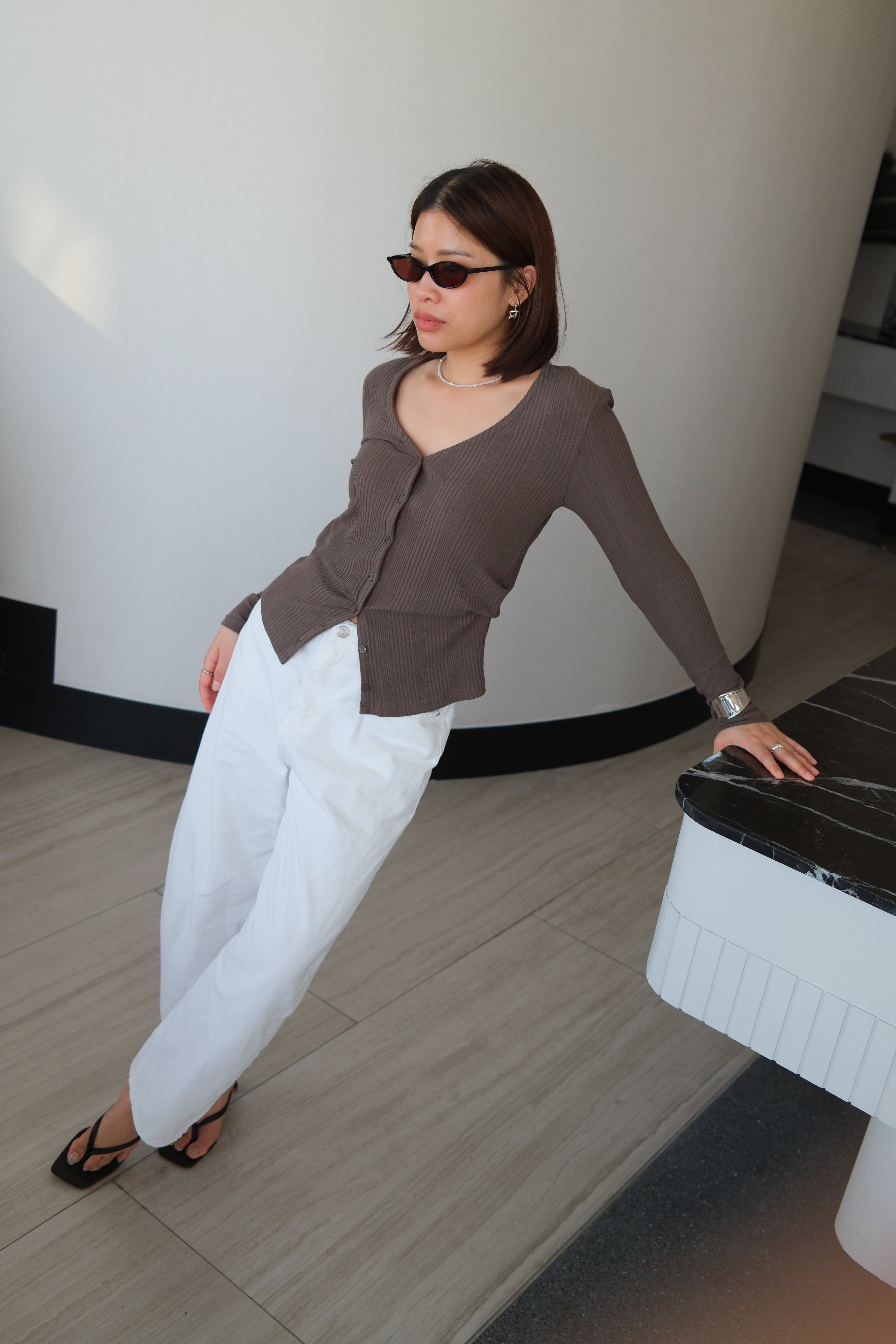 cotton ribbed cardigan