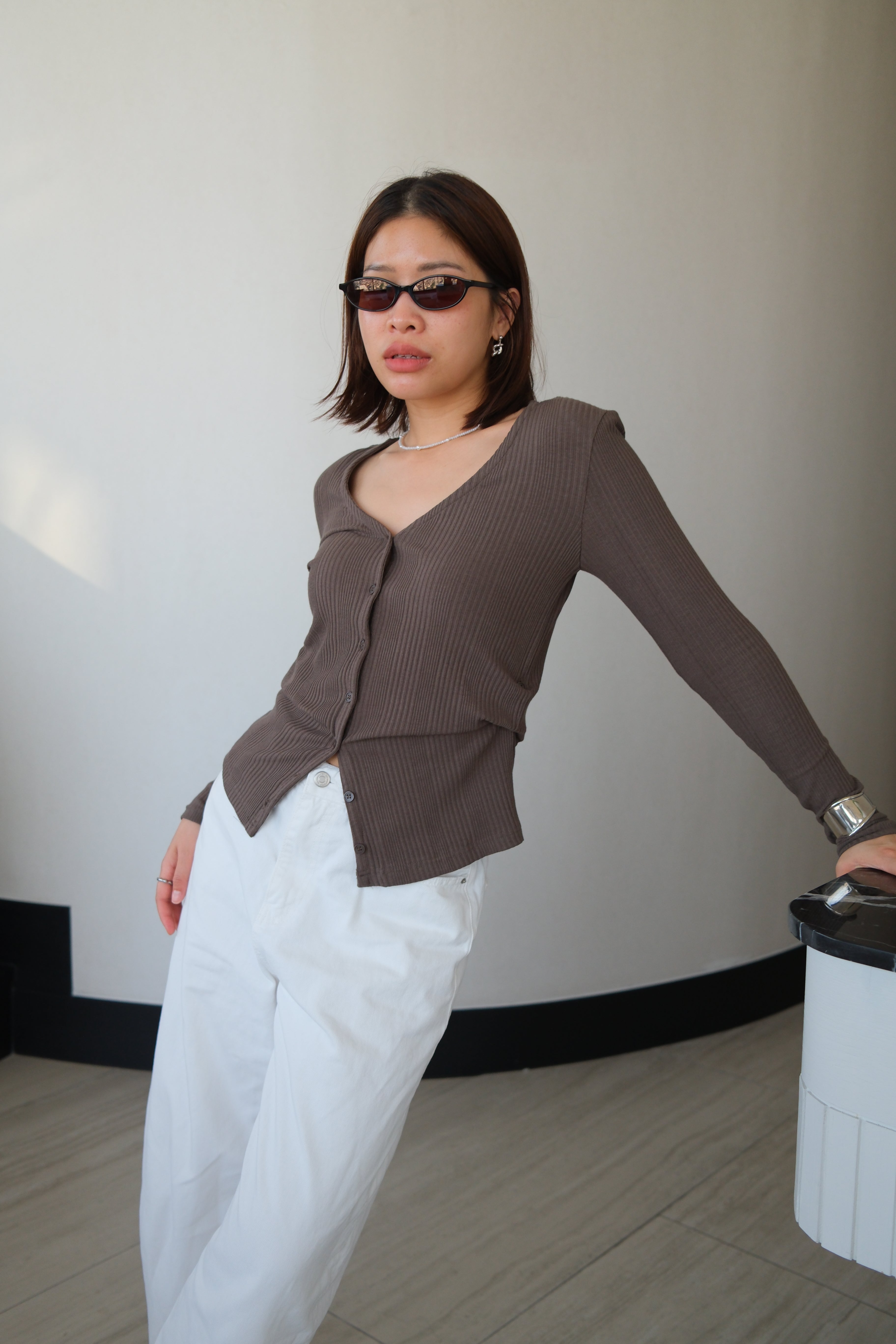 cotton ribbed cardigan