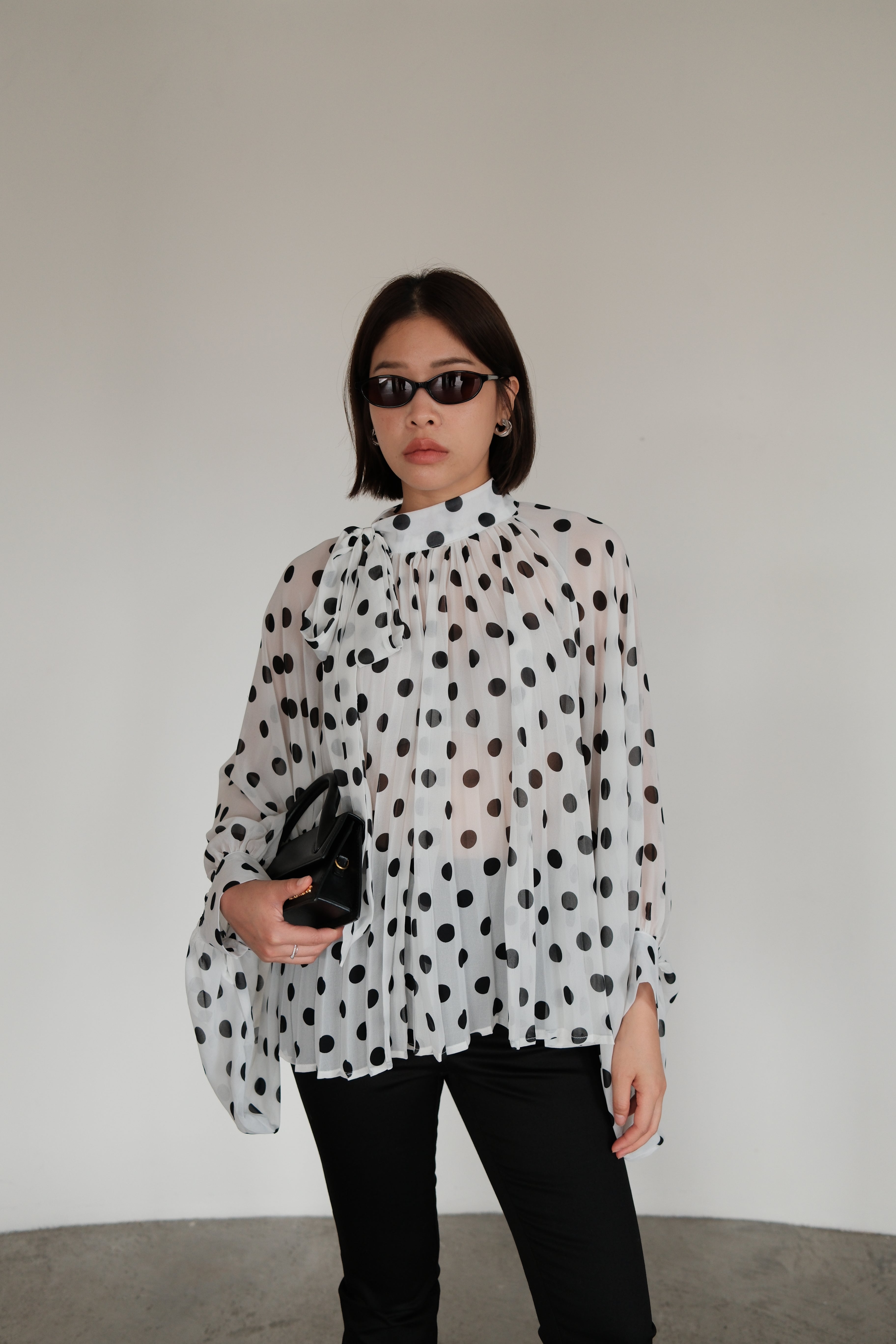 Dottie balloon sleeve sheer blouse