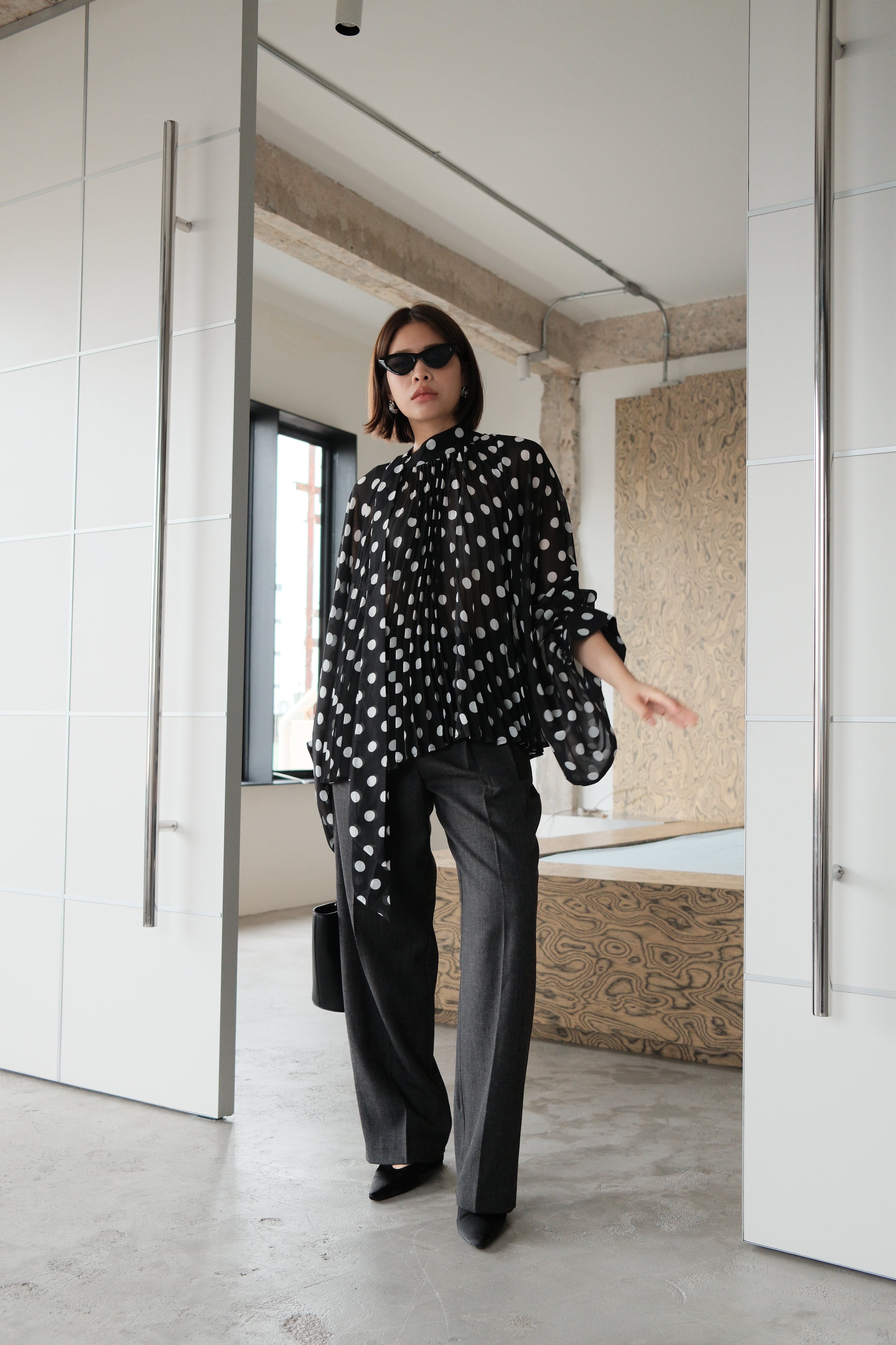 Dottie balloon sleeve sheer blouse