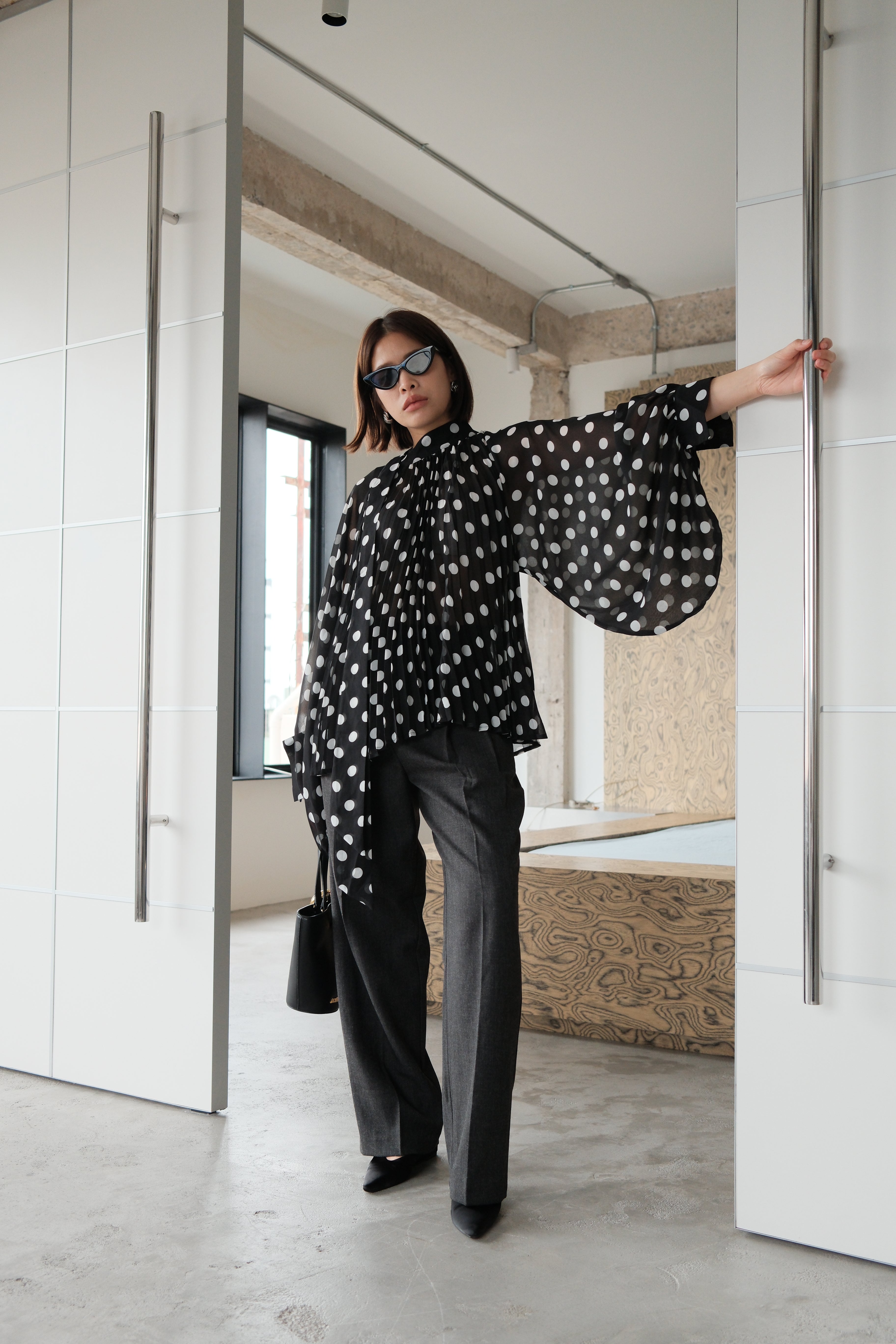Dottie balloon sleeve sheer blouse