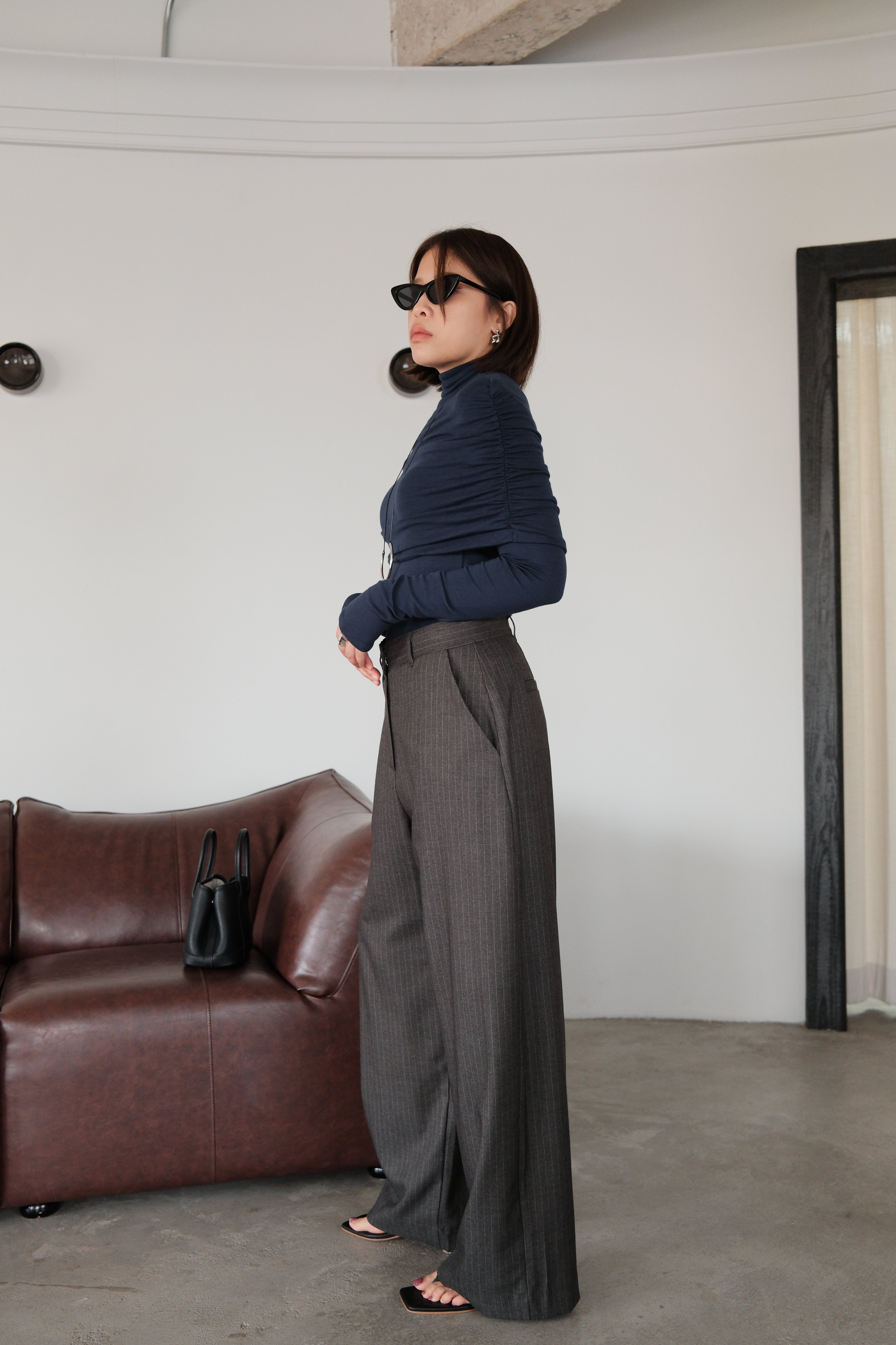 Dawn striped pleated trousers