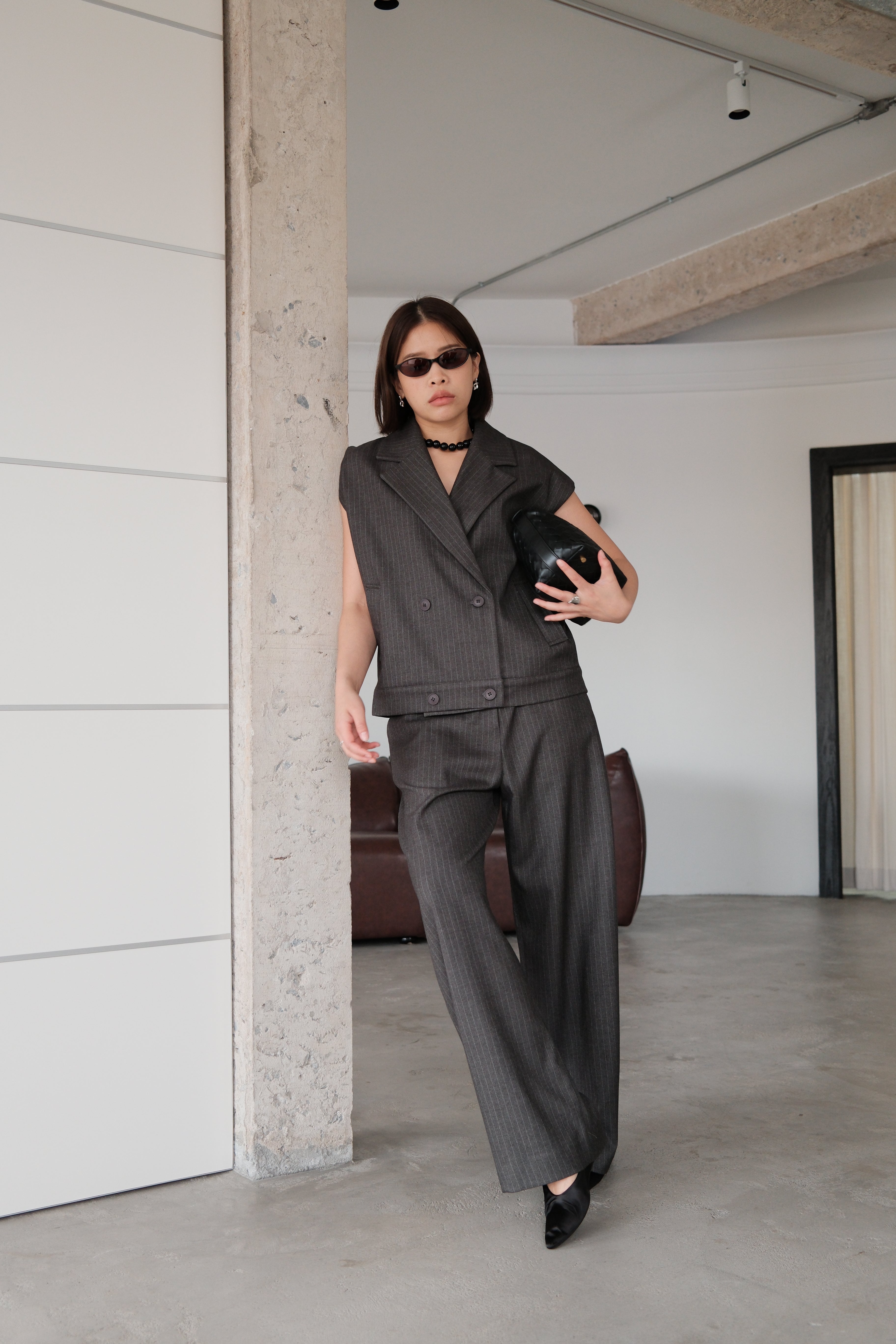 Dawn striped pleated trousers