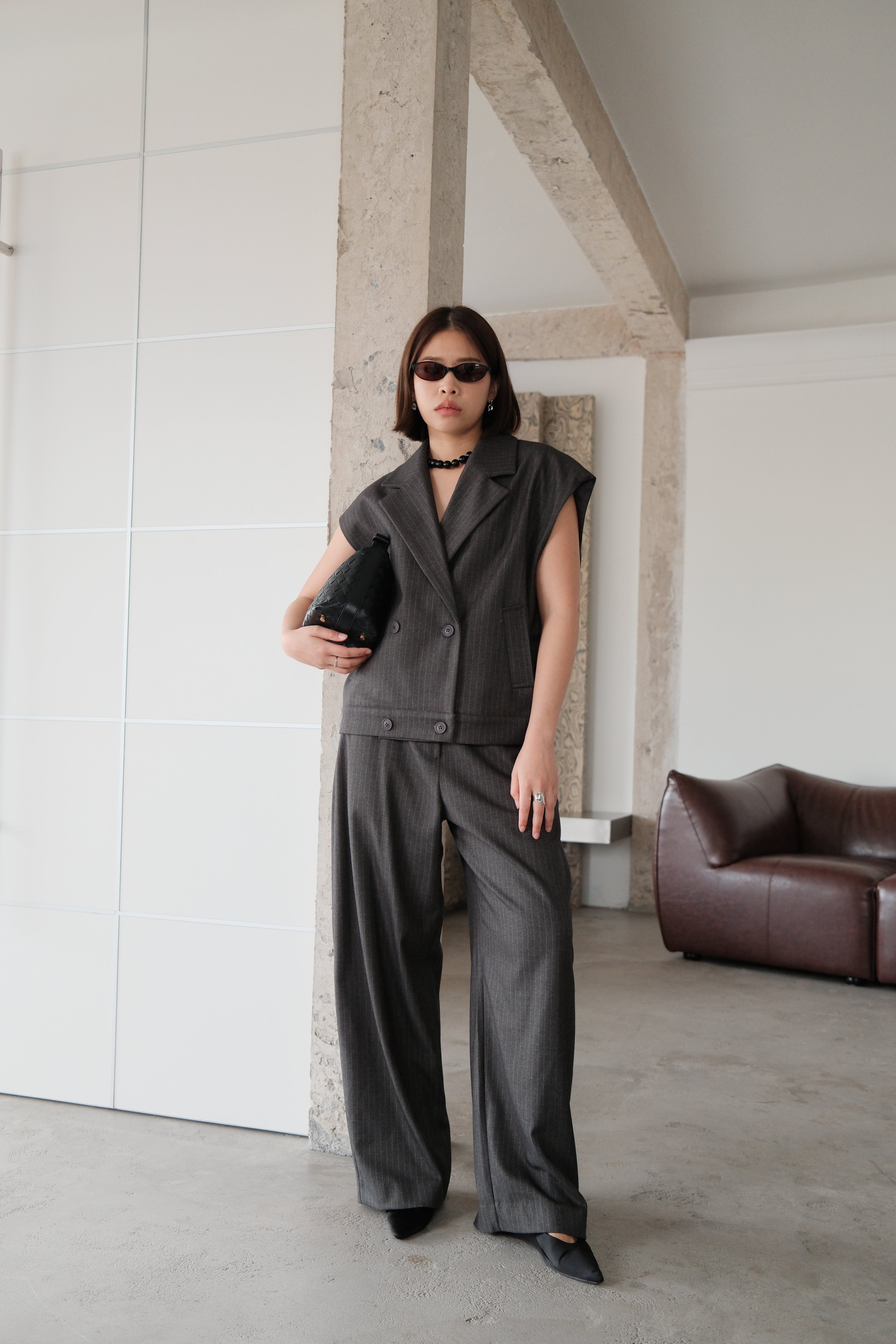 Dawn striped pleated trousers