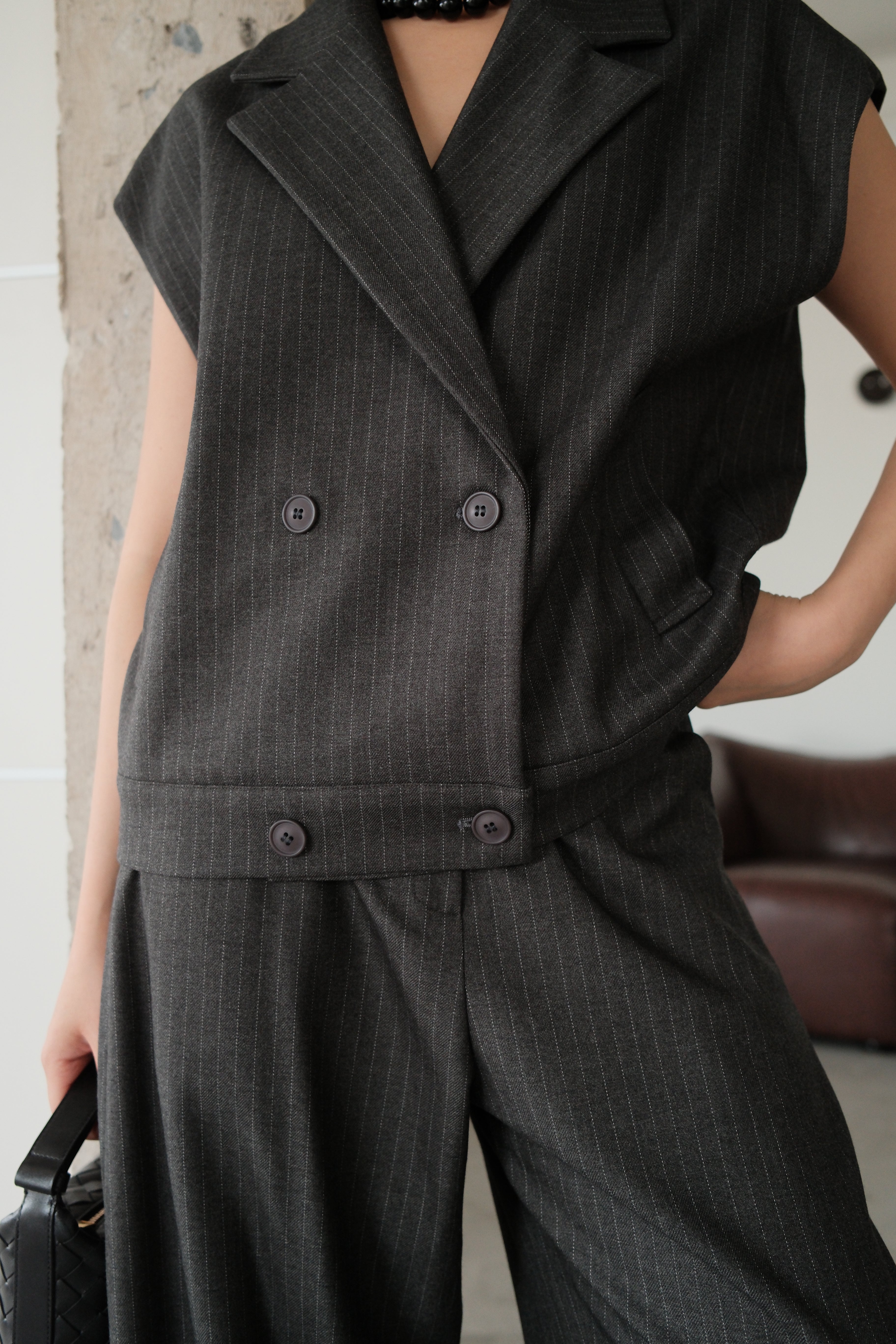 Dawn striped oversized vest
