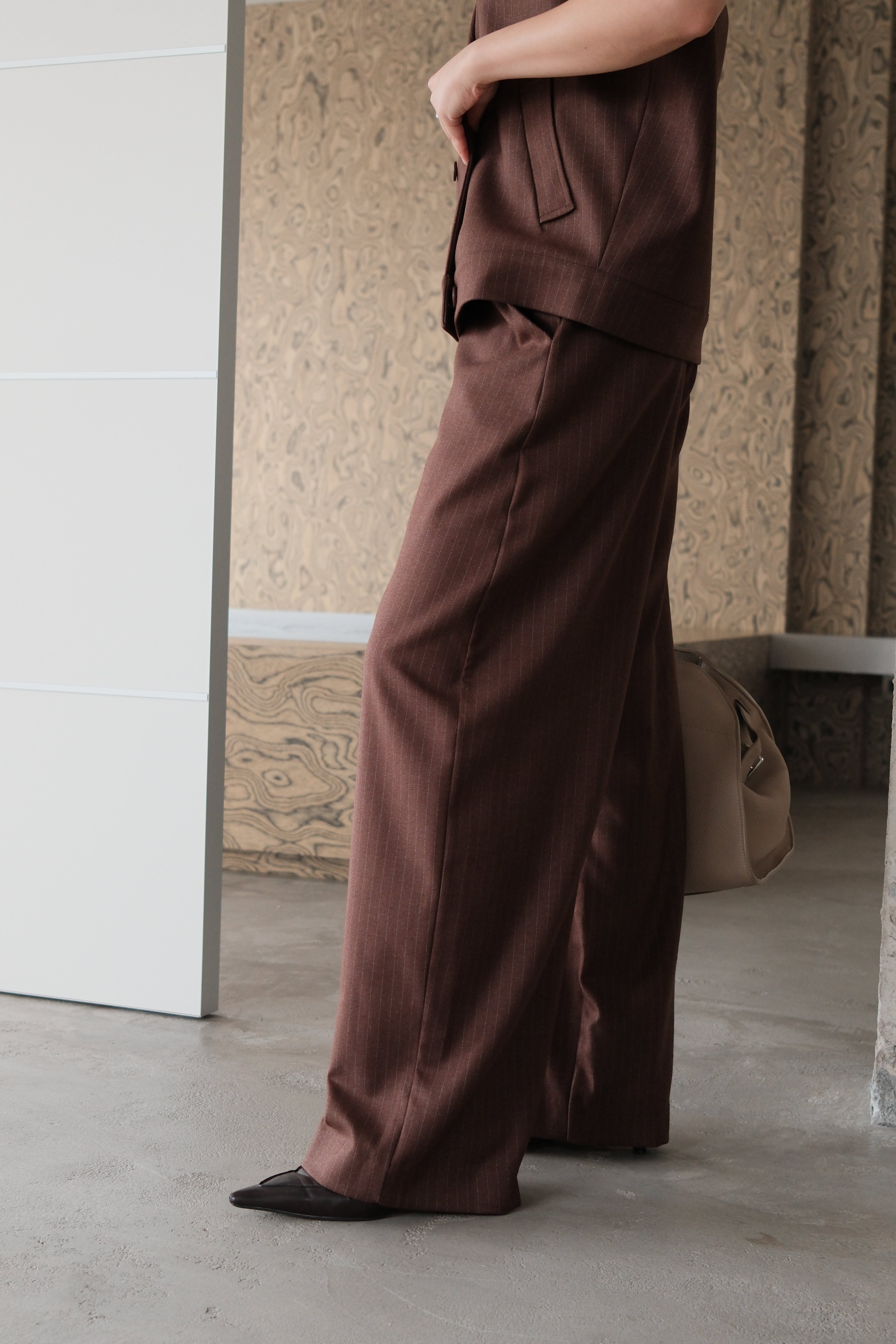 Dawn striped pleated trousers