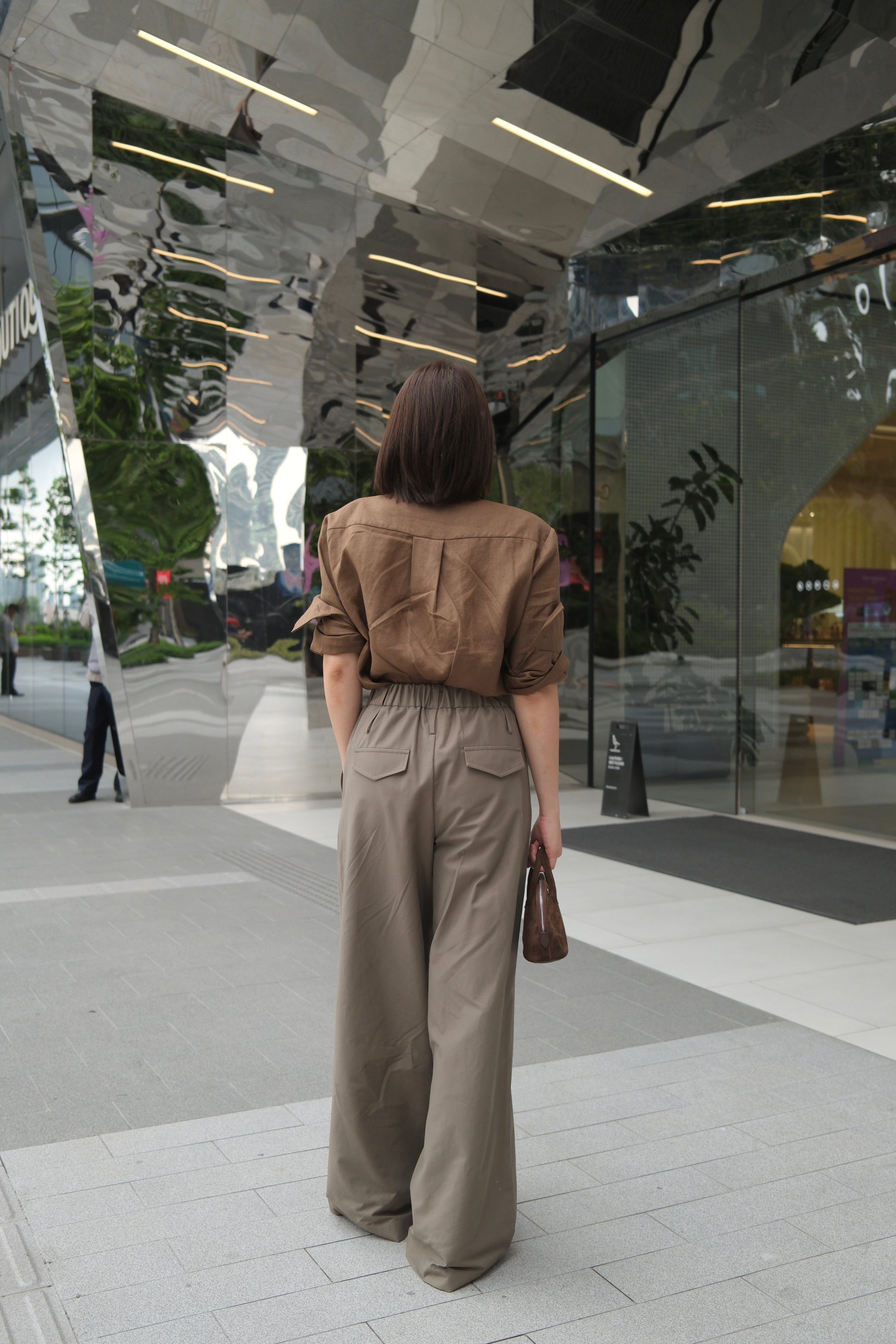 Linen padded shoulder shirt